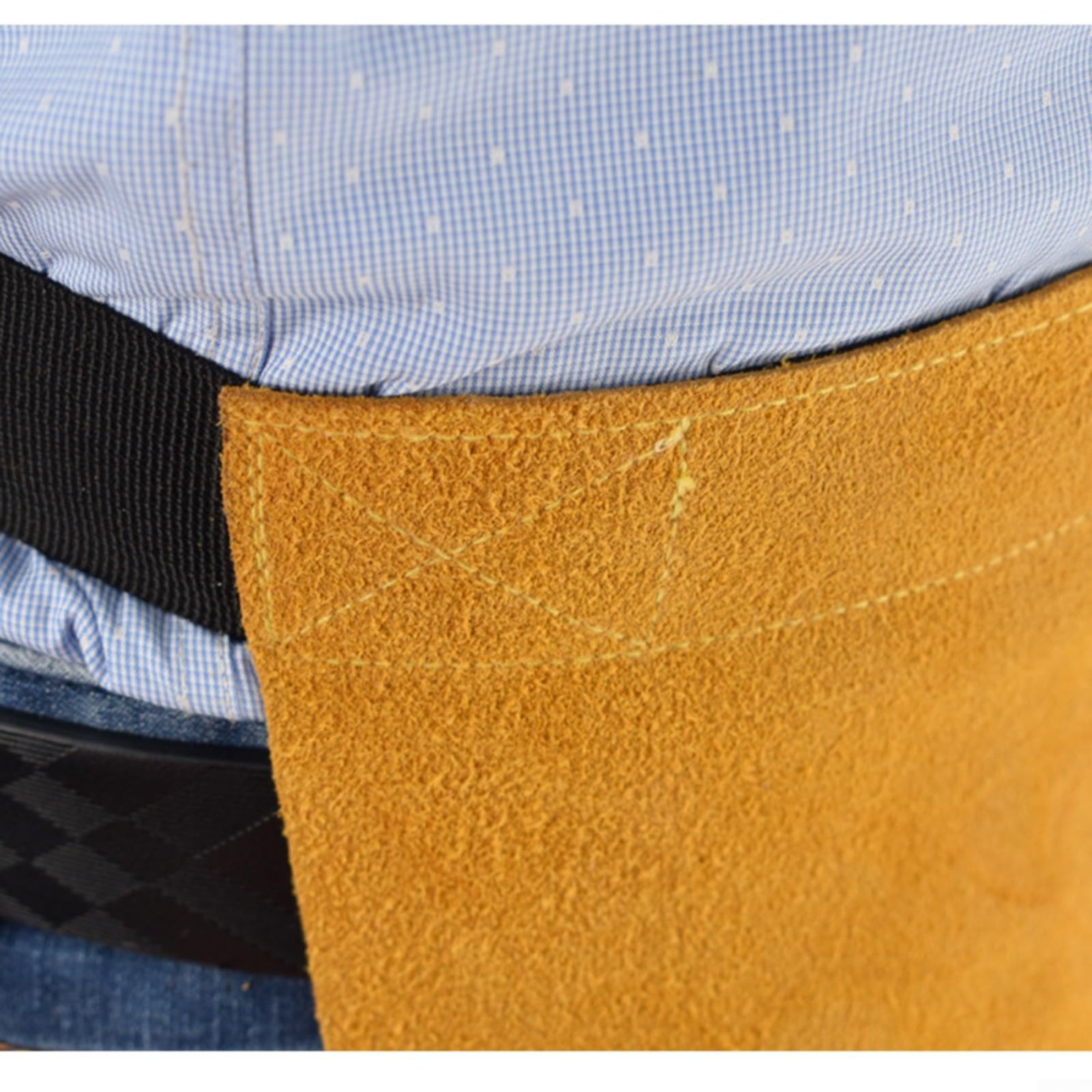 Delantal de piel de vaca para soldador, resistente al calor e ignífugo, cintura ajustable de 28 a 51 pulgadas, protección amarilla para trabajos de soldadura y procesamiento de metales