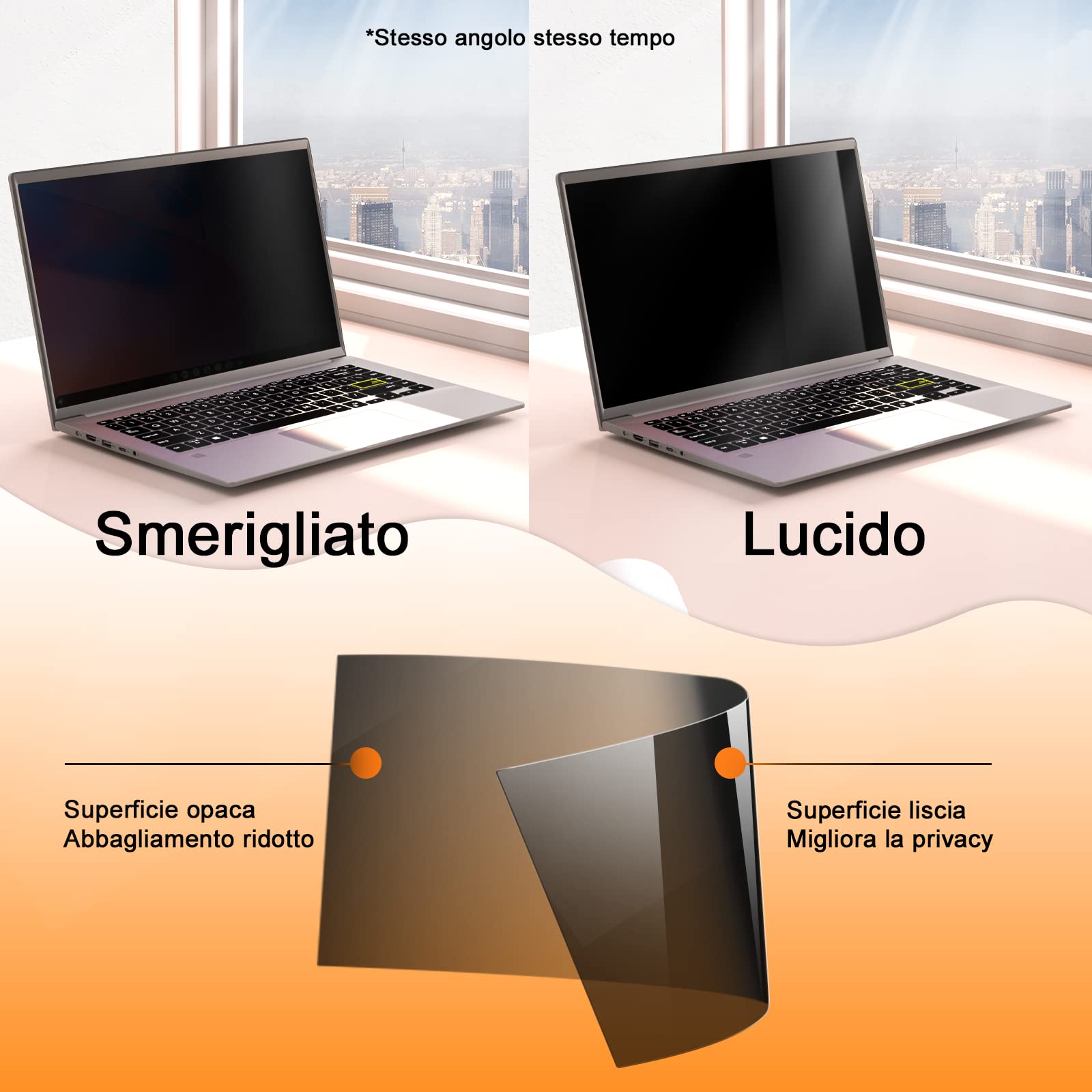 Filtro Privacy Schermo 13.3 Pollici, Pellicola Privacy Filter Compatibile con HP/Dell/Acer/Lenovo/Thinkpad/Samsung/ASUS/Sony, Rimovibile Pellicola de Protezione, Filtro Luce Blu PC per 16:9 Laptop