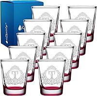 Vista 14 de Vasos de chupito personalizados elaborados con nombre de círculo de 2 onzas, parte inferior negra con texto personalizado para regalos, bodas