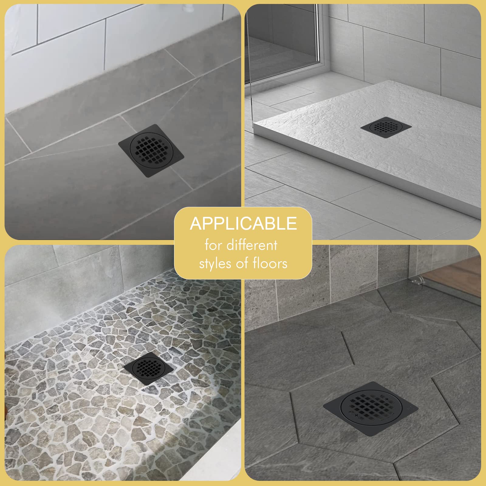 Yaseingoo 4â€? Drain Grate Kit Replacement - Shower Floor Drain Kit ...