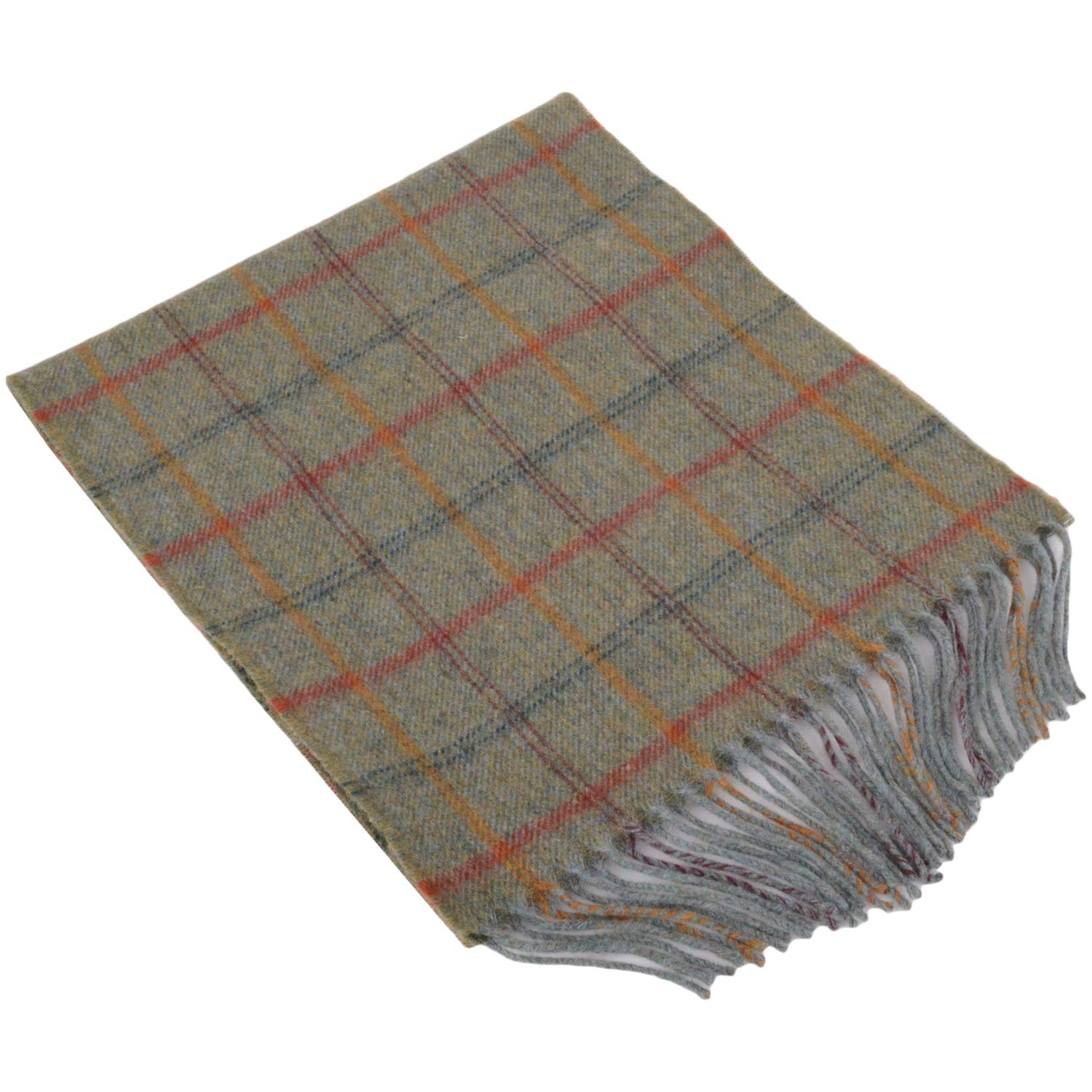 Snugrugs Men's Sage Pure New Lambswool Tartan Check British Made Winter Scarf - 30Cm X 185Cm - Country Check