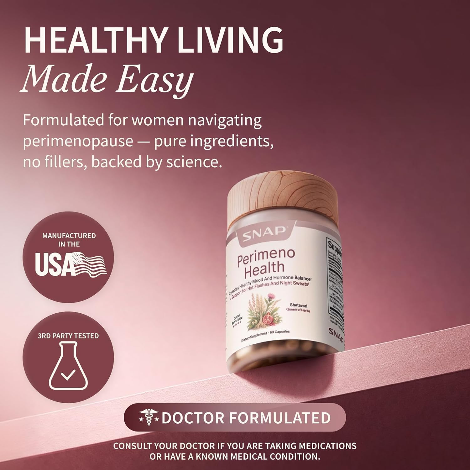 Snap Supplements Perimeno Health Perimenopause Supplements for Women, 60 Ct — Amazon image 6