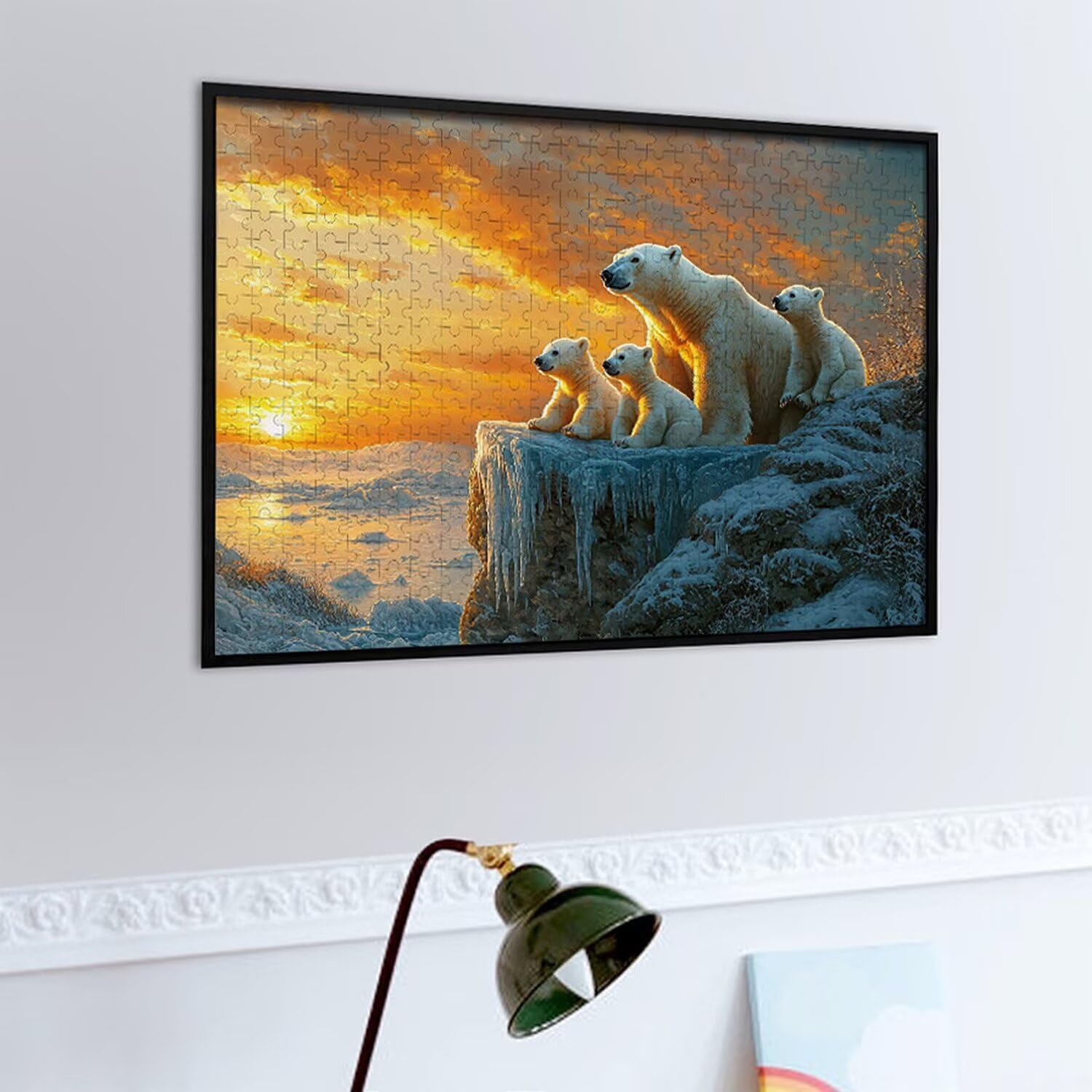 1500 Pezzi di Puzzle, tramonto orso polare1500 Pezzi di Puzzle per Adulti, Regalo di Anniversario e Natale, Decorazione Della Casa, Prevenzione Della Degenerazione Cerebrale Negli Anziani v-833