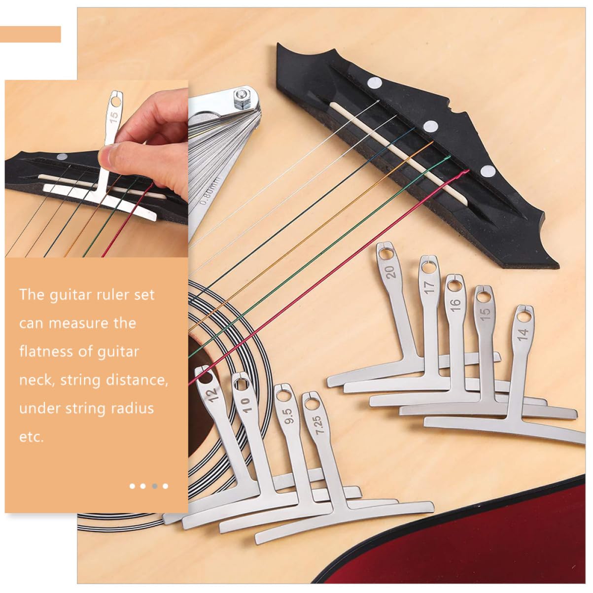 CIMAXIC 1Set Guitar Luthier Tools Radius Gauge Feeler Gauge Lightweight Durable Easy to Use Essential Guitar Measuring Accessories for Professionals