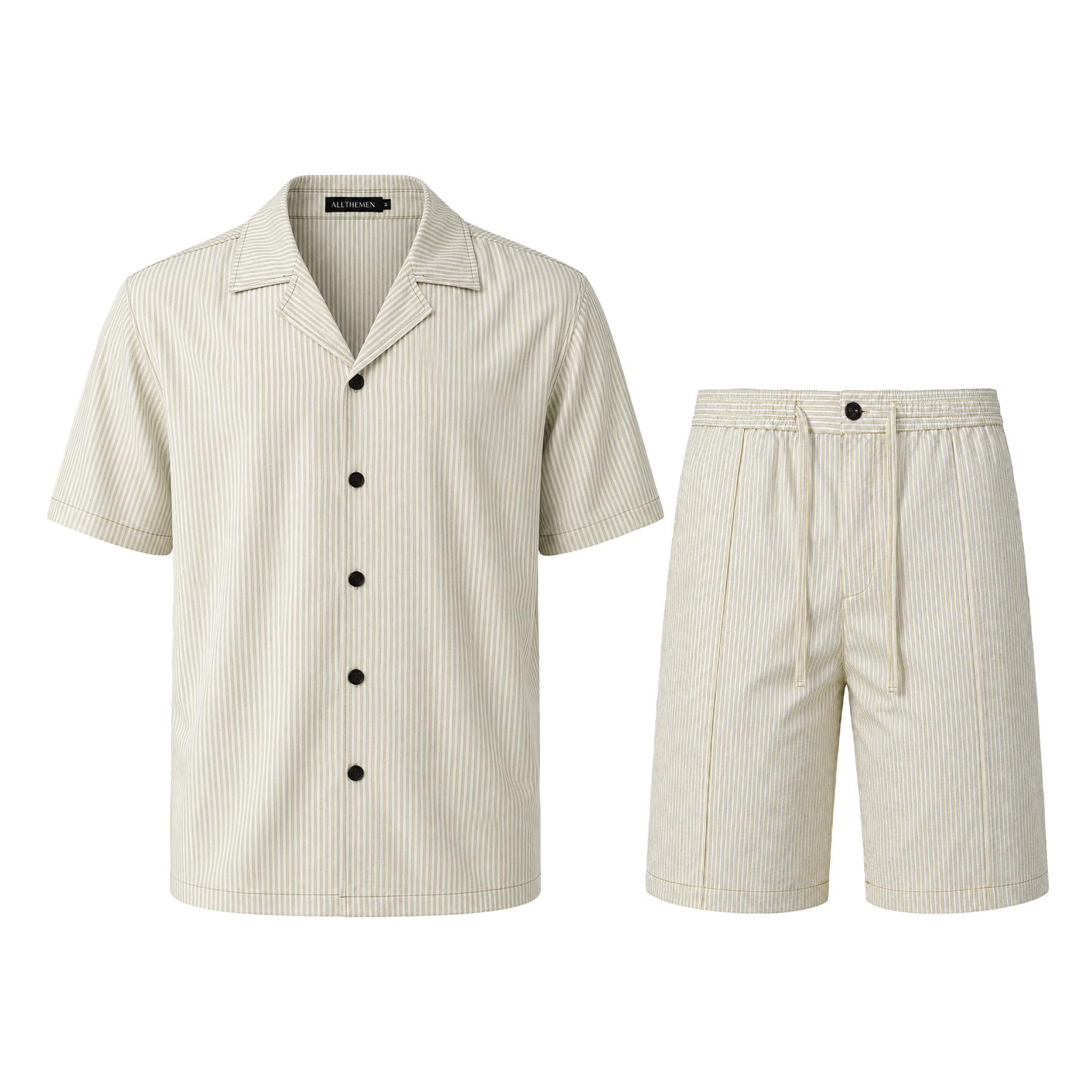 Allthemen Ensemble Homme de 2 Pièces Eté Casual Chemise Manches Courtes et Shorts avec Poches Shirts Bouttons