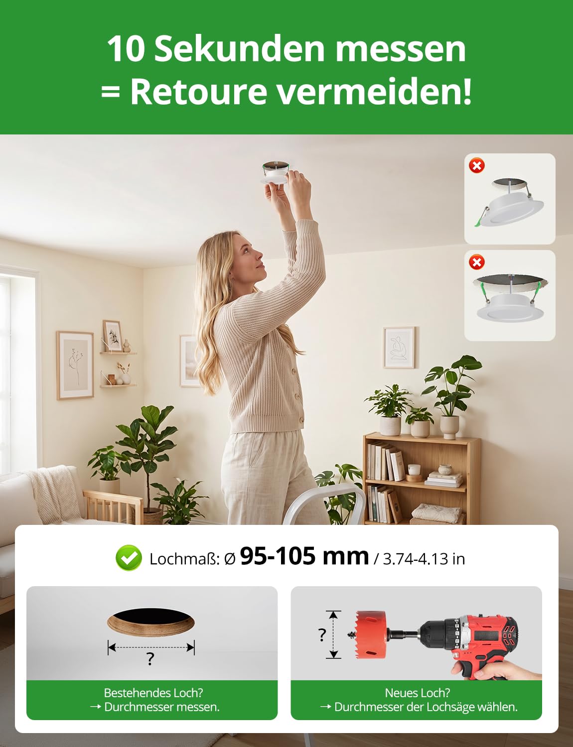 HOMEOW 12er Set LED Einbaustrahler 230V 7W, 700 Lumen Einbaustrahler Flach, Neutralweiß 4000K LED Spot, Durchmesser 118mm, Ausschnitt 95-110mm, IP44 Wasserdicht für Badezimmer Küche Wohnzimmer