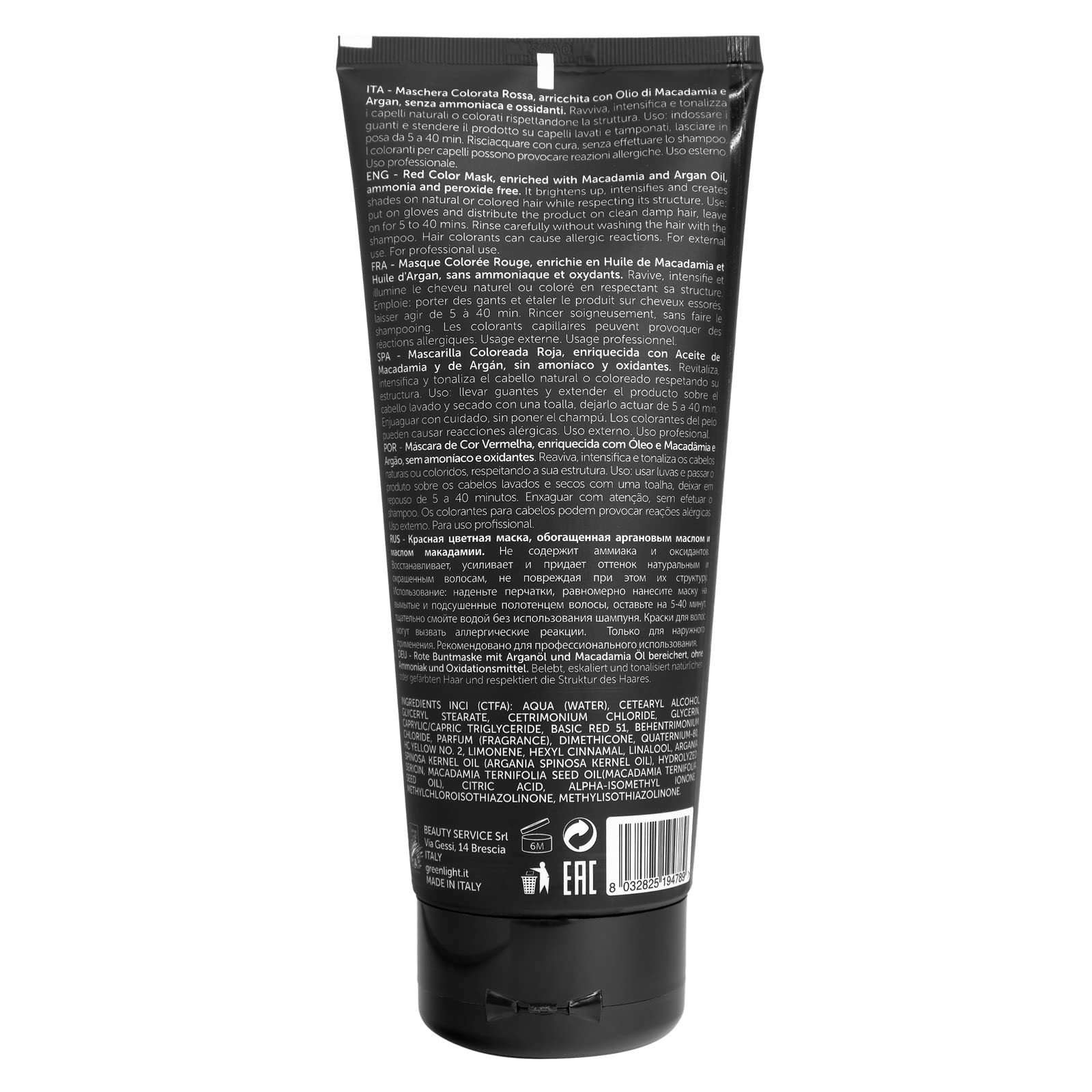 Luxury Hair Pro, Reflex Red Color Mask, Maschera Colorata Capelli, Nutriente e Lucidante, Riflessi Intensi e Brillanti, con Proteine della Seta e Olio di Argan, Rosso, 200 ml