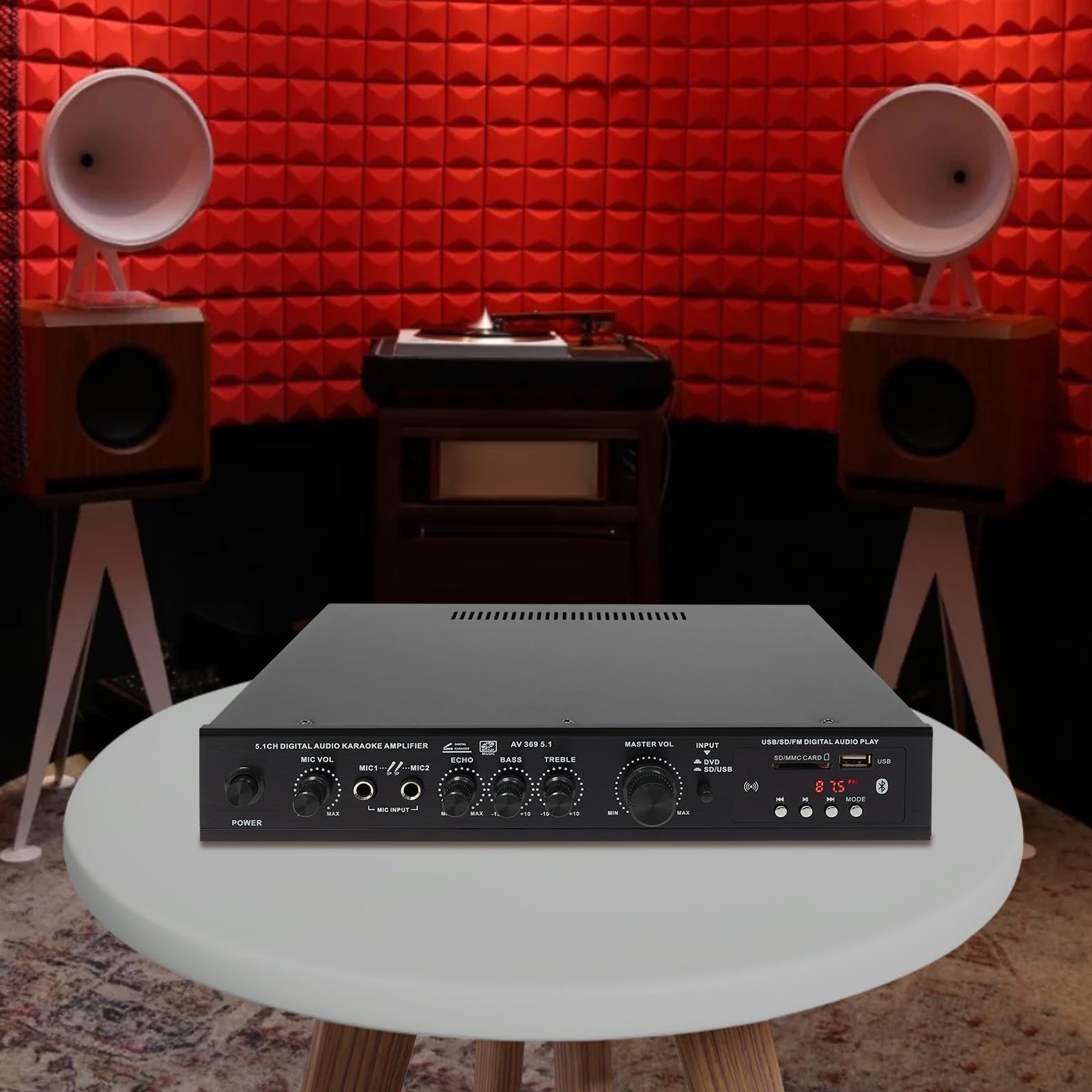 Amplificatore audio stereo, amplificatore audio Bluetooth 300 W, amplificatore con telecomando per casa, karaoke e altoparlanti cinematografici