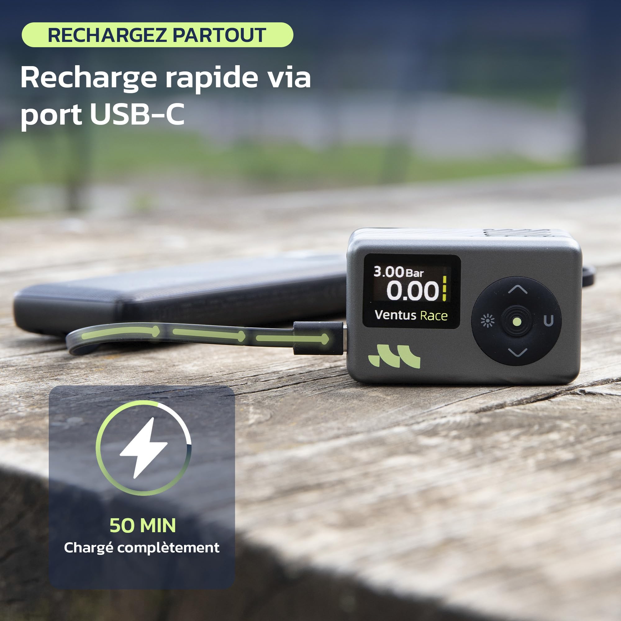 Woowind Pompe a Velo Electrique 120 PSI 8,3BAR Gonflage Rapide Mini Compresseur sans Fil