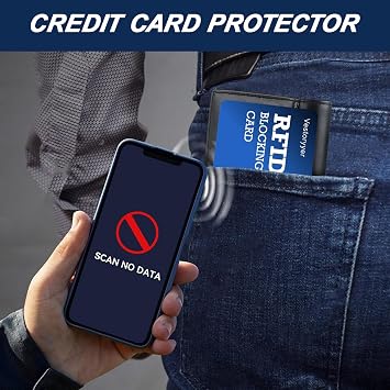 4 Pack RFID/NFC Blocking Card,Credit Card Protector,Card Blocker for Contactless Cards,Ultra Thin RFID Blocking Card,Force Field max Card Protector,Anti-Theft Contactless NFC Blocker