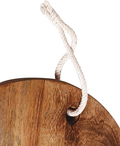 Miniatura 3 de Tabla de cortar redonda de madera hecha a mano para la cocina del hogar  Tabla de servir de madera, plato para verduras, frutas, queso, pizza, 13