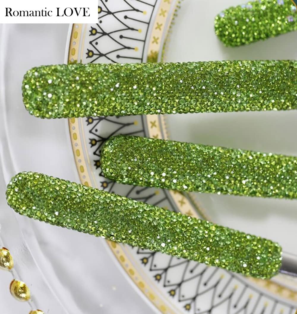 Romantic LOVE Lussuoso Set Di Posate in Acciaio Inossidabile Con Manico A Diamante Da 4 - Posate Esclusive Per Donna, Regali Di Compleanno, Regali Di Natale Per I Nuovi Arrivati (Verde)