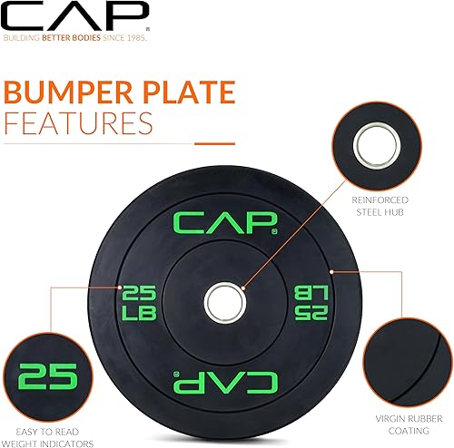 Miniatura 2 de CAP Barbell 2-Inch Olympic Bumper Plate Weight Set with 6 Post Rack  100-370 lbs  Multiple Options
