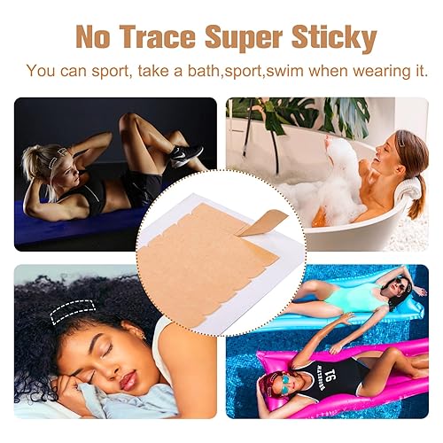 Miniatura 6 de Sajoo 60 pestañas para extensiones de cabello, cinta adhesiva de repuesto de doble cara para extensiones de cabello, suministros de pelucas ((nude)