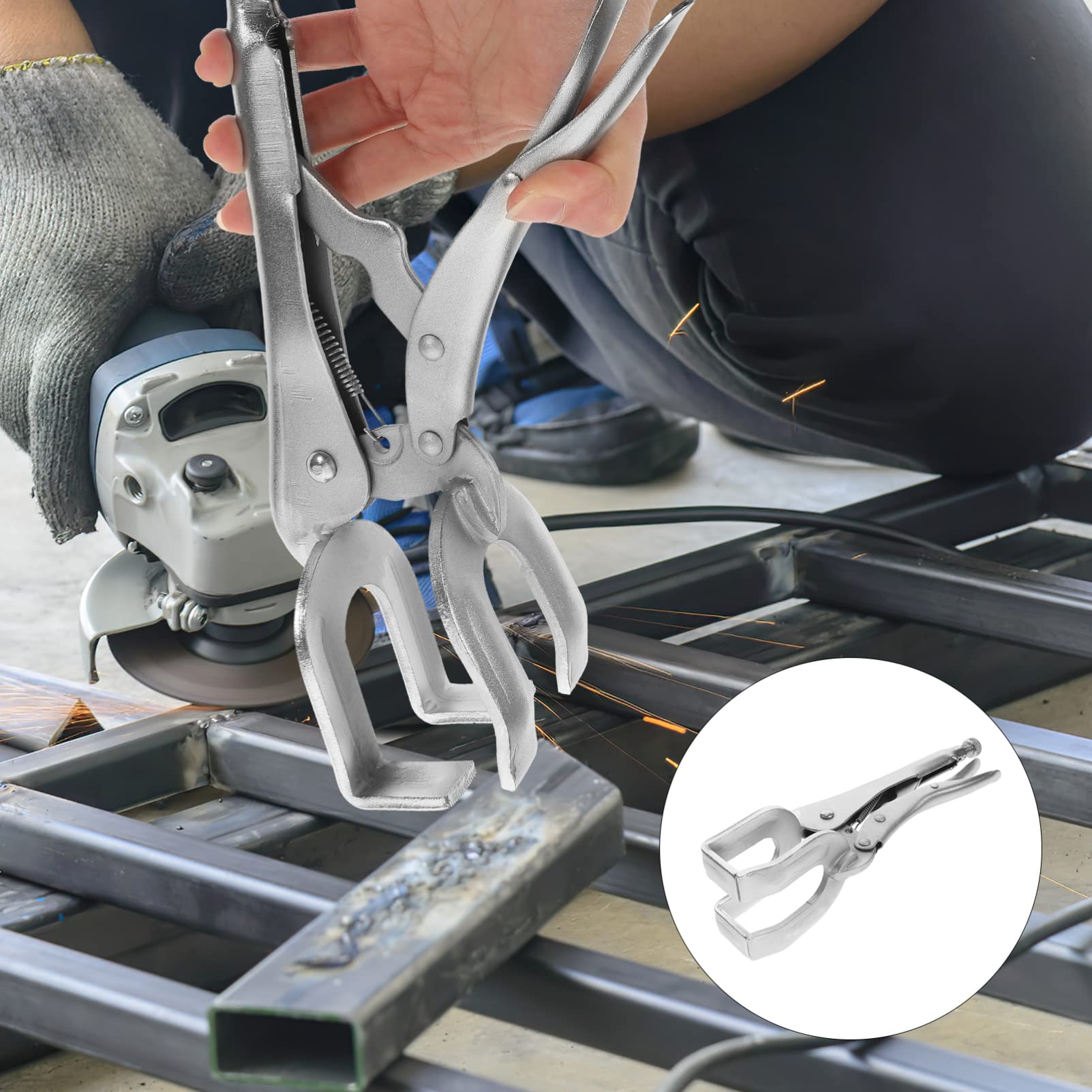 Gadpiparty Pinza Di Bloccaggio Per Saldatura Morsetto Per Saldatura Forma Di u Impugnatura in Lamiera Da Utensile Per Presa Strumento Portatile Per Officine e Case