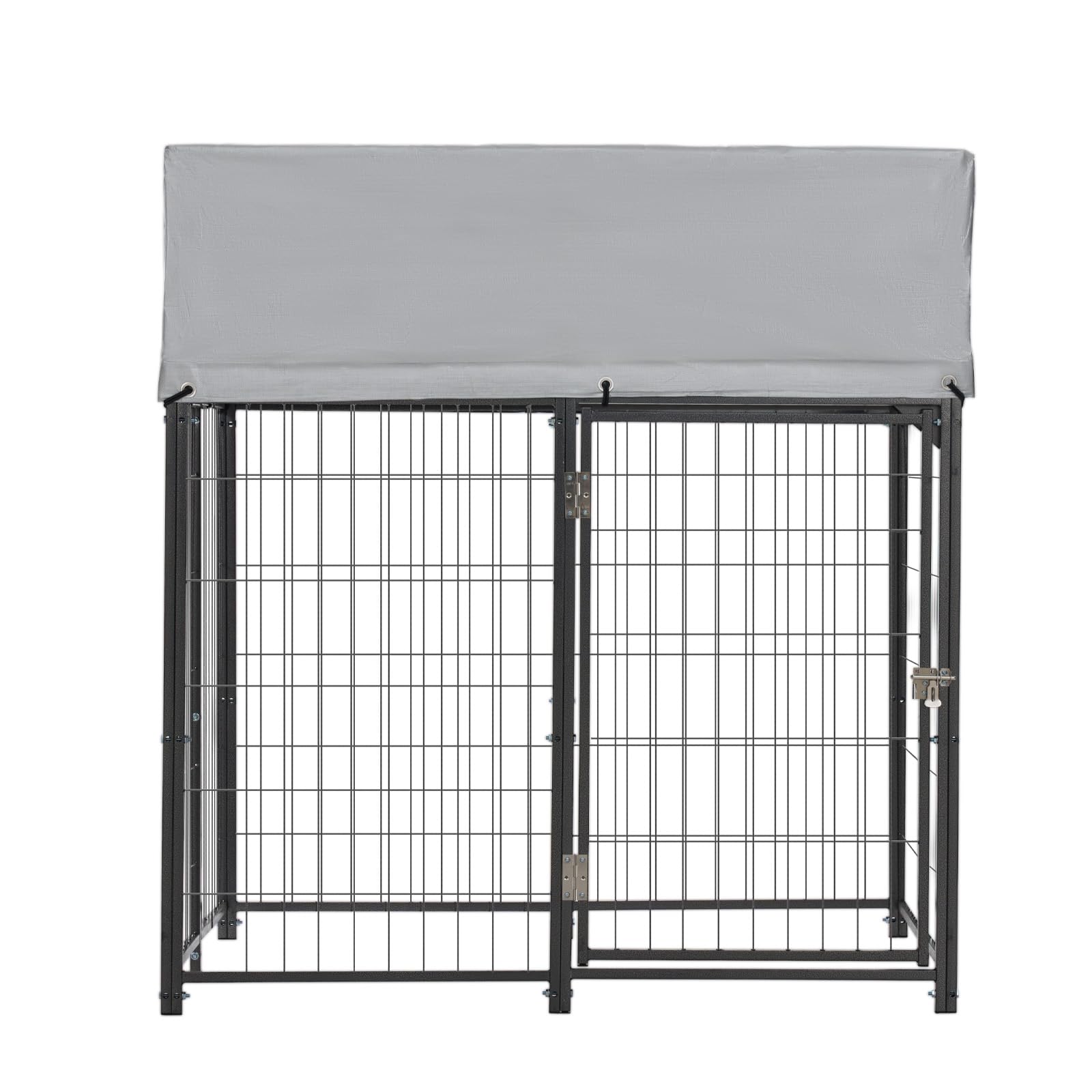 VEVOR Perrera de Exterior, 1,12 x 1,15 x 1,25 m, Parque para Perros con Cerradura y Toldo, Anti-UV Impermeable, Marco Metálico, Caseta de Malla para Perros Medianos en Patio Jardín Terraza, Negro