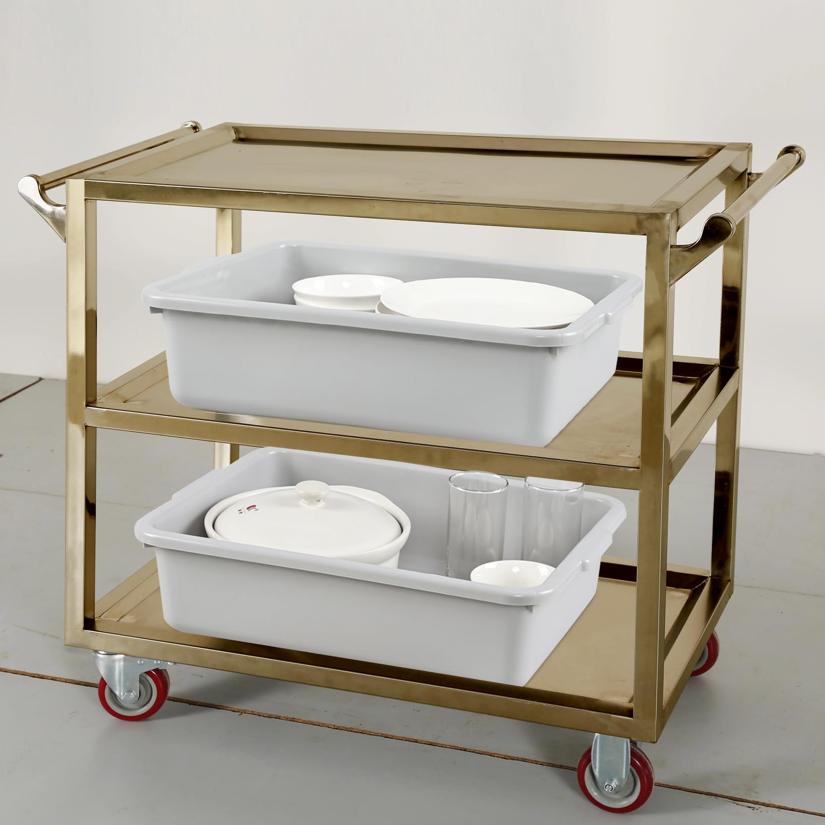 Lot de 3 bacs à vaisselle en plastique de 13 L, gris