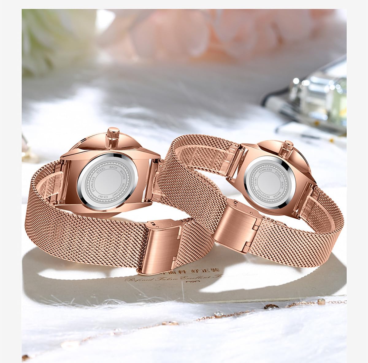 Ultradünne einfache Paaruhren für Sie und Ihn, Edelstahl-Mesh-Armband, 1 Paar, Armbanduhr, Geschenk-Set, Herren und Damen, Quarzuhren
