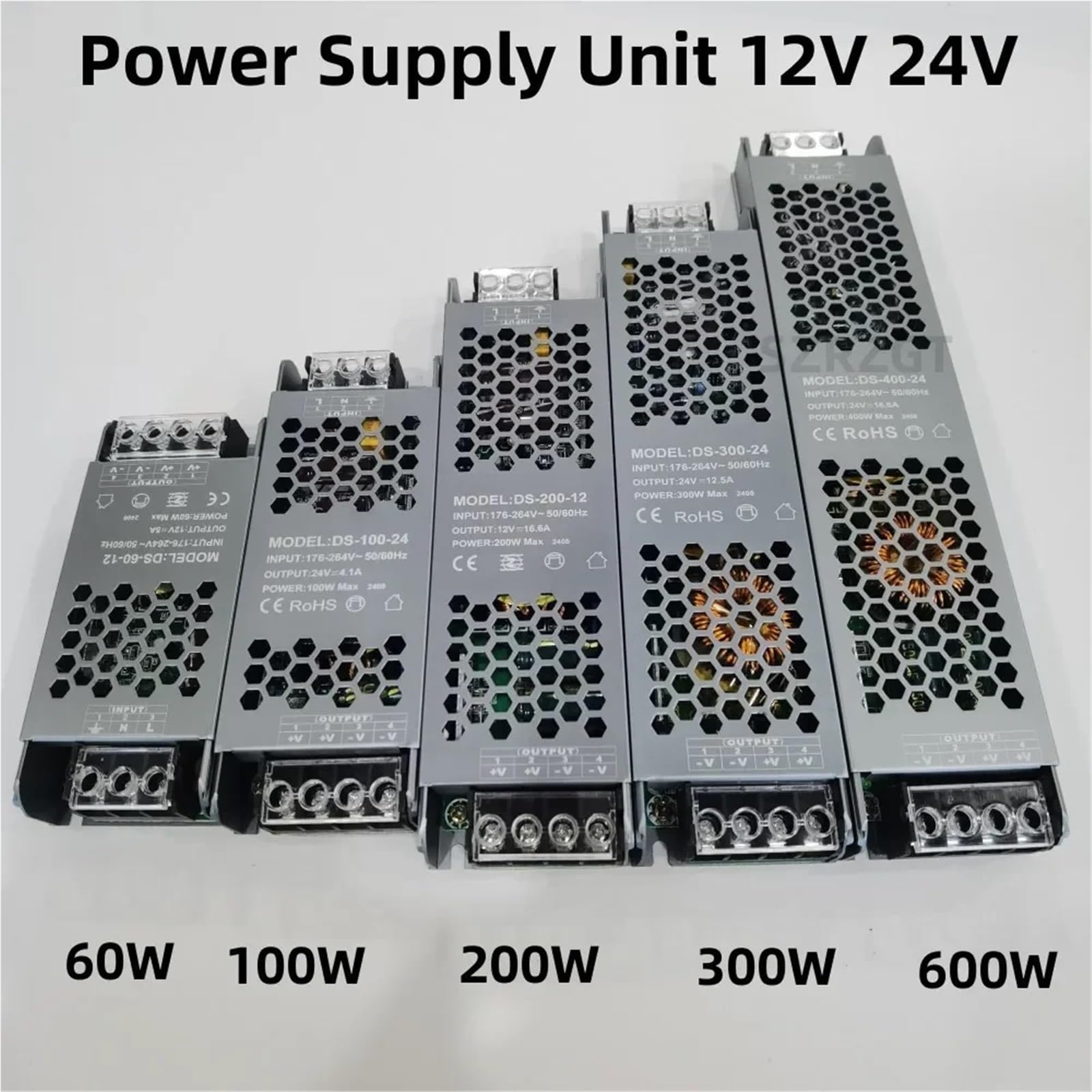 Fuente de alimentación de 12 V, 24 V, 60 W, 100 W, 200 W, 300 W, 400 W, 110 V, 220 V, 230 V CA a 12 V, 24 V CC, controlador de tira LED, transformador de iluminación.(DC 12V,300W)