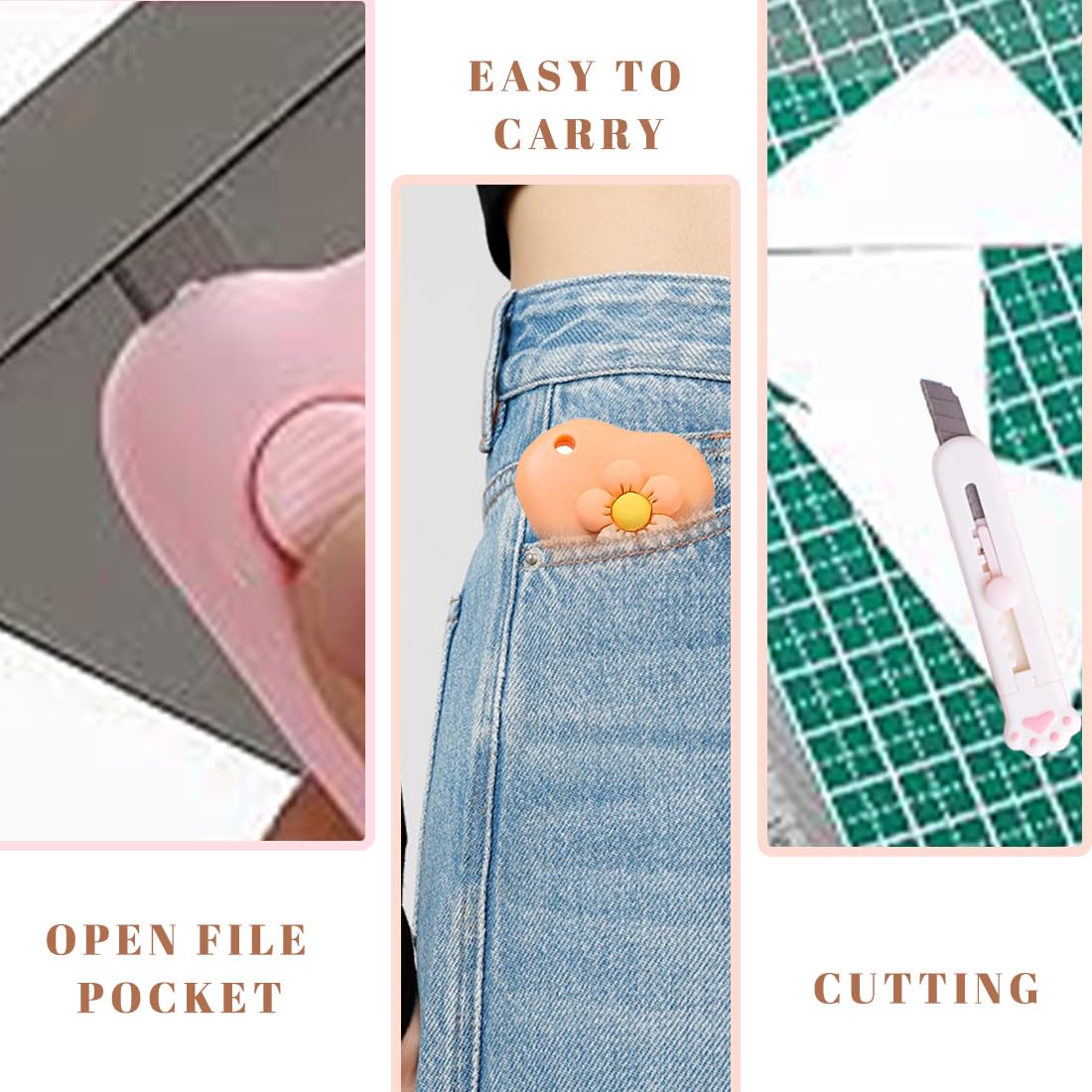 Couteau de papeterie mini coupe-papier portable, Box Cutter standard, Ouvre-lettre, couteaux utilitaires 6 PCS