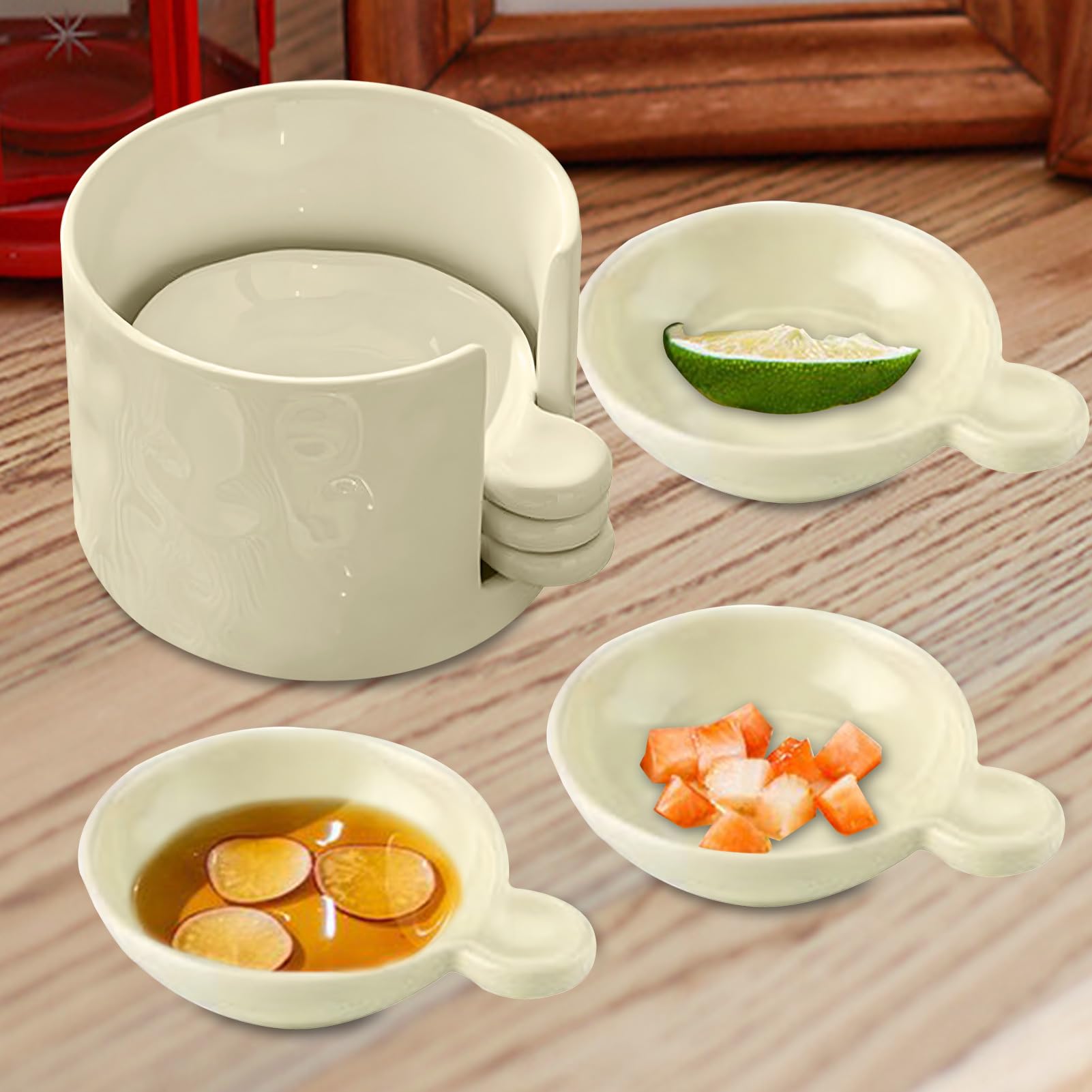 Per Salsa Con Porta Ceramica | Ciotole Per Condimenti E Salse Da Intingere Con Scatola Di Conservazione Contenitore Per Dressing, Ketchup, Salsa Di Soia,