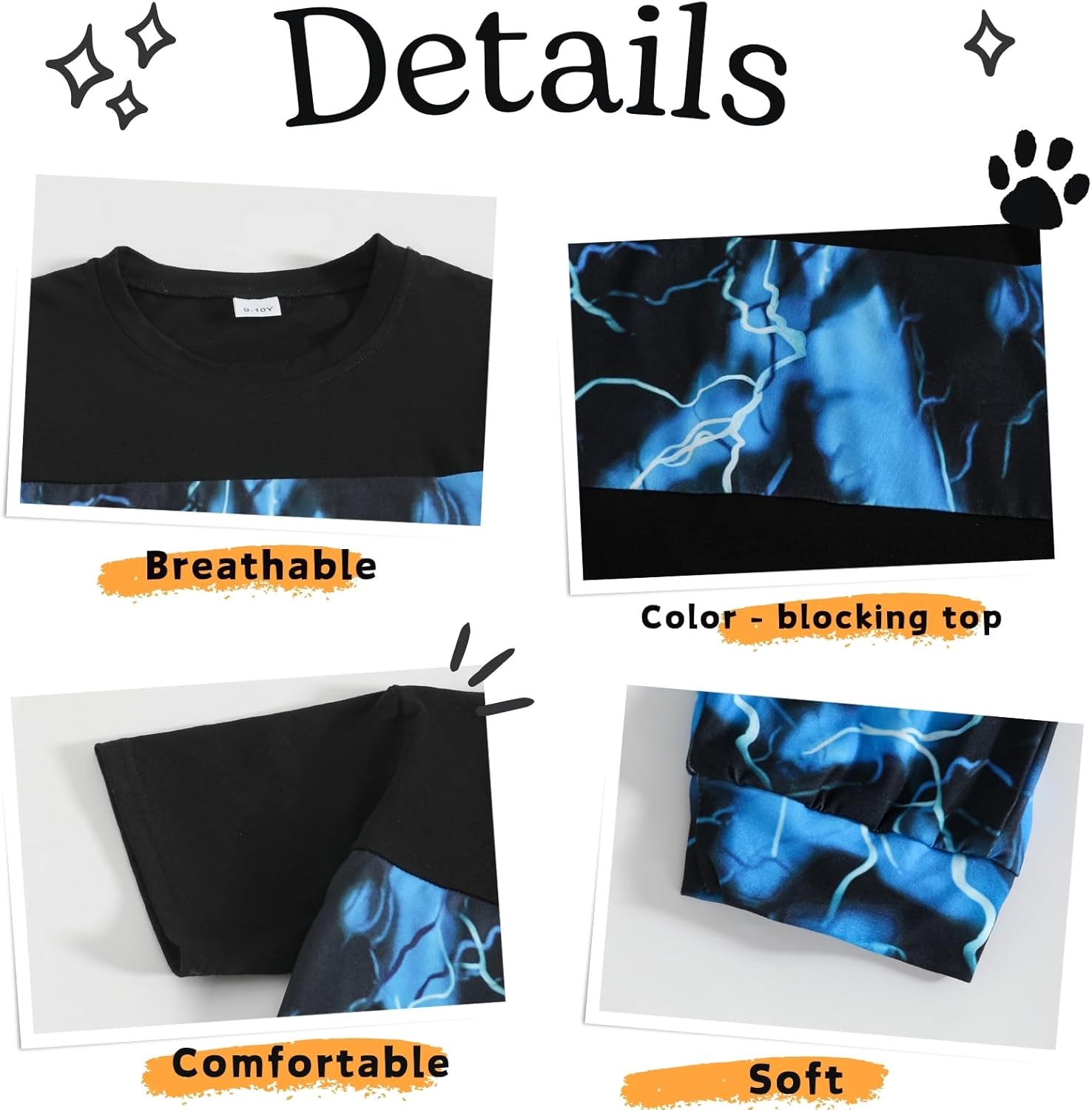 Kid Boy Clothes Geometric Printed Color Blocking Top Summer Long Pants 2PC Summer Outfit Set - Image 5