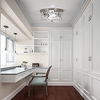 Vista 6 de LamQee lámpara de techo de montaje empotrado de 2 luces con vidrio de burbuja para cocina de granja, isla de cocina, luz de techo cerca del techo