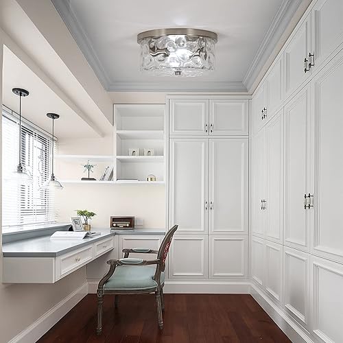 Miniatura 6 de LamQee lámpara de techo de montaje empotrado de 2 luces con vidrio de burbuja para cocina de granja, isla de cocina, luz de techo cerca del techo