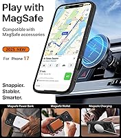 Vista 3 de Funda magnética de piel para iPhone 17, soporte invisible integrado [compatible con Magsafe], funda protectora delgada con función atril para iPhone