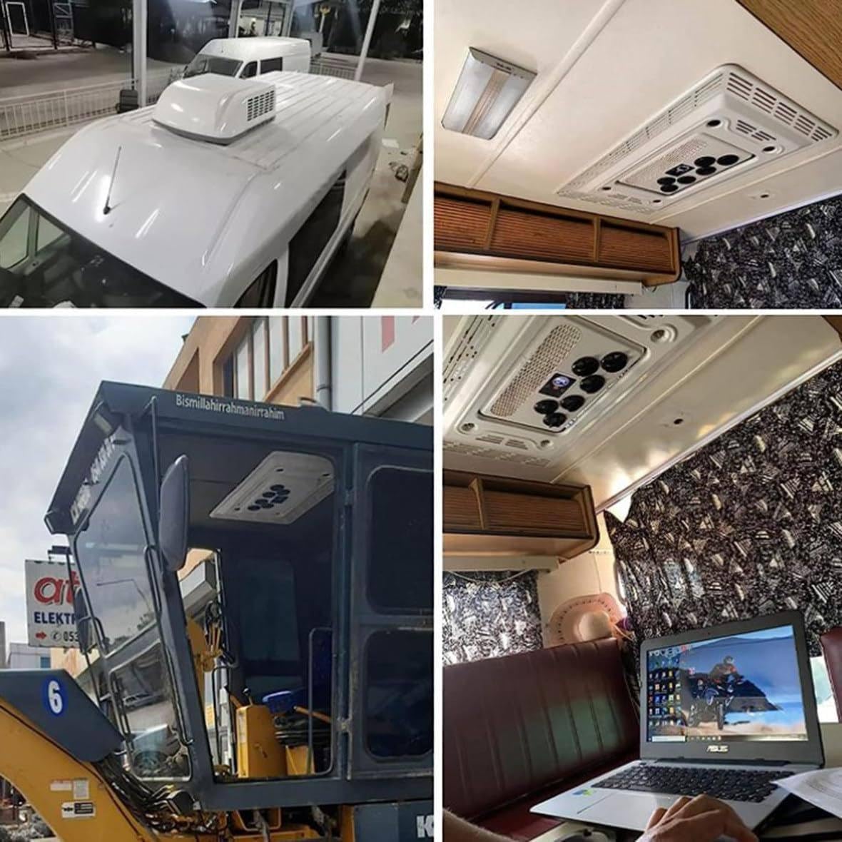 Aire Acondicionado de Techo para Camión con Función Fría y Caliente 2 en 1 | Aire Acondicionado Eléctrico Universal para Autocaravanas,Caravanas y Vehículos Recreativos 220V