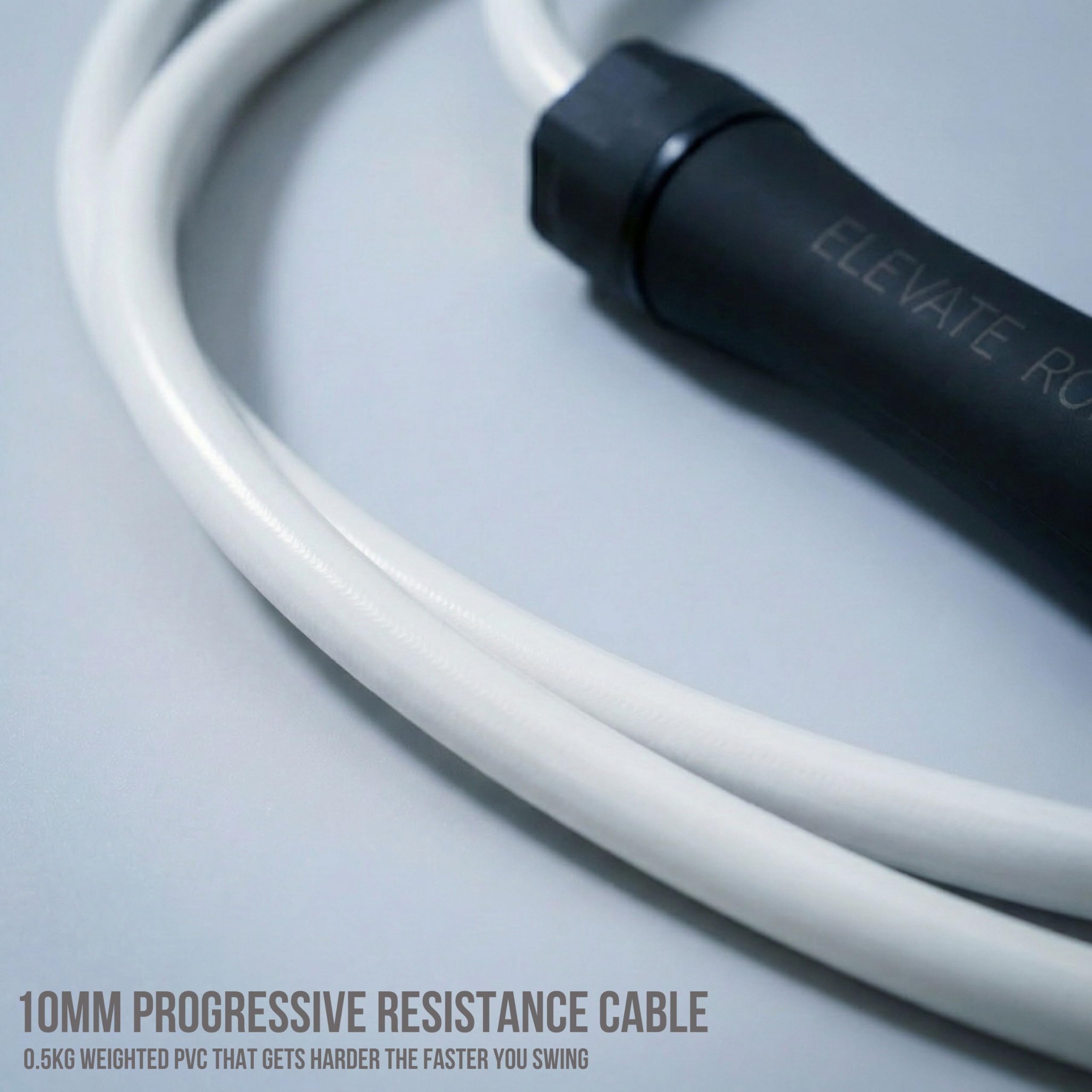 Elevate Gravity Heavy Rope - Professional jump rope with an adjustable length up to max. 3 mt, thickness 10 mm, weight 0.5 kg. Super strong injection molded nylon resin handles. (White)