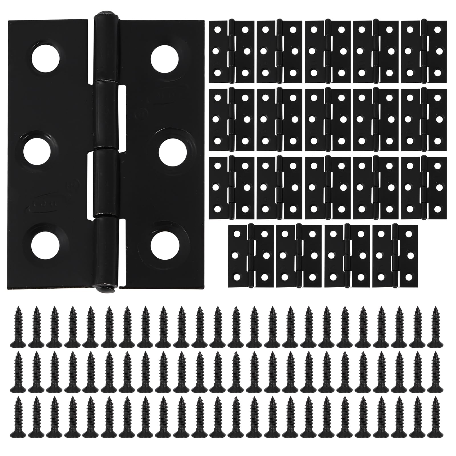 Black Door Hinges, Cupboard Door Hinge with Black Screws Door Hinges Internal for Home Furniture Wooden Door Hinge (44x33mm/2 Inch - 20pcs)