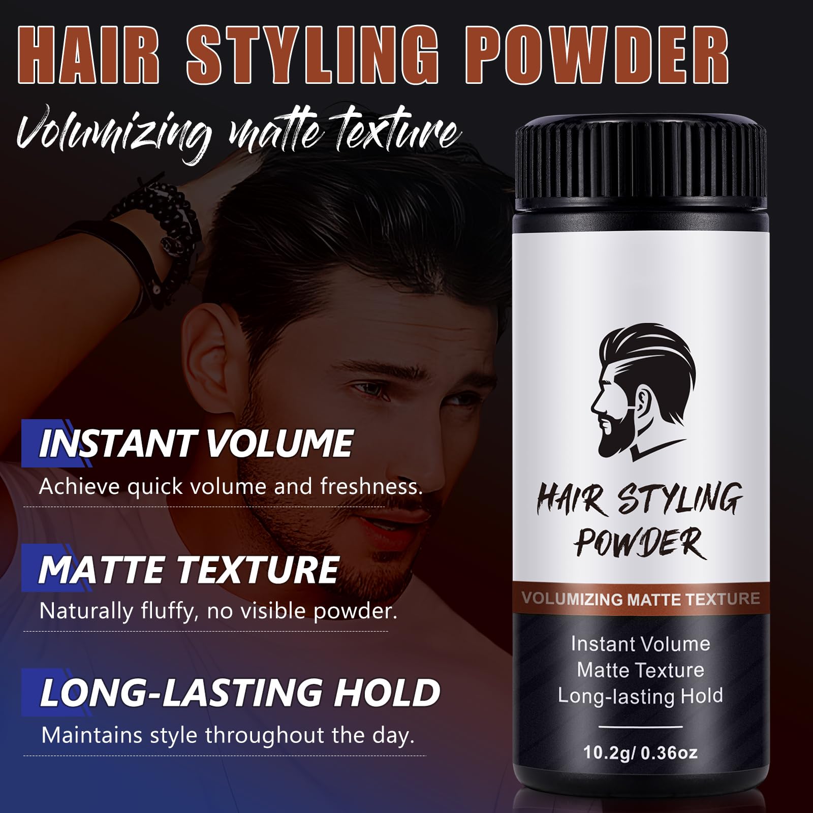 2PCS Hair Styling Powder for Men & Women, Hairs Texturizing Powders, Volumizing Powder for Hair Long-lasting Hold - Image 2