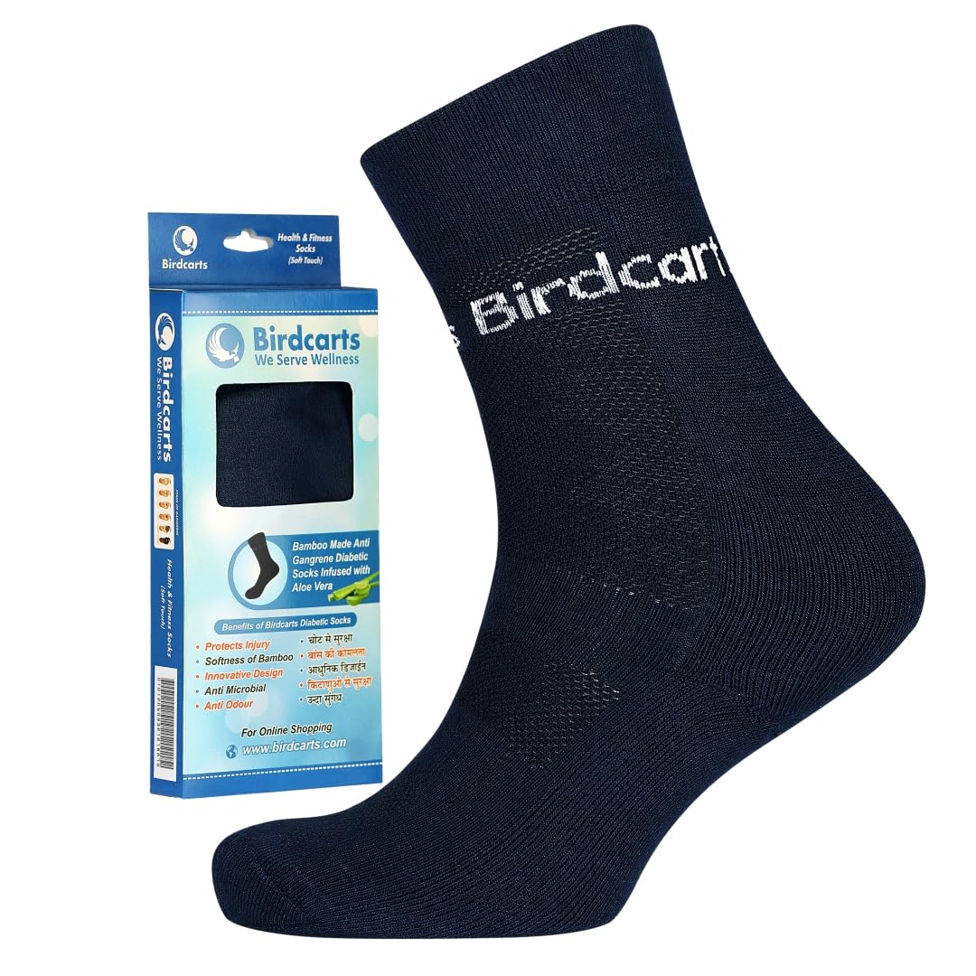 Birdcarts Bamboo Diabetic Socks for Men & Women | Blister Protection & Infused with Aloe Vera | Odour-Free | Padded Base & Anti-bacterial | 3X Softer than Cotton Socks| 1 pairs | Free Size | Navy Blue-picture-13