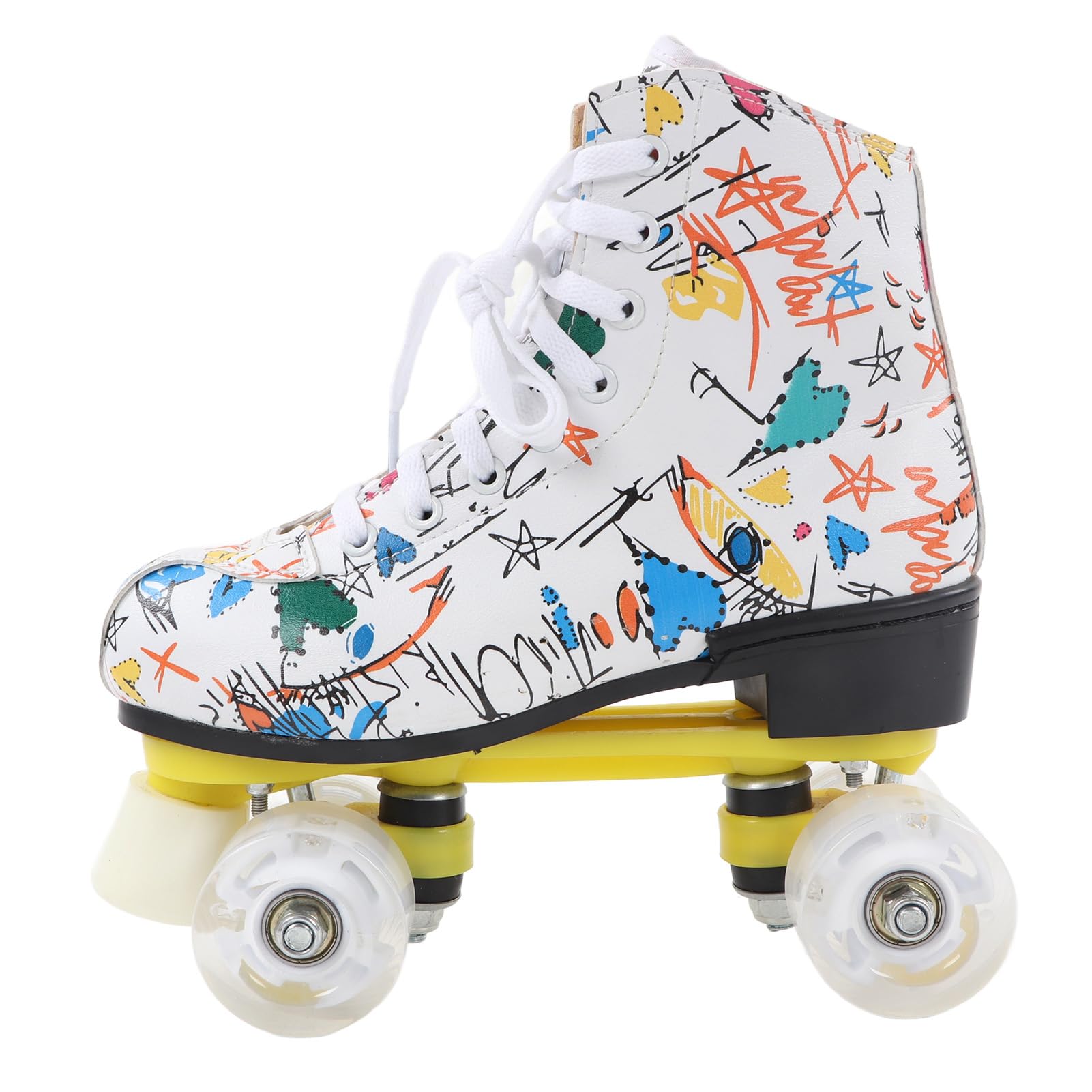 Patines de Doble de 4 Ruedas Zapatos de Patinaje con Graffiti Blanco para Niños Adultos Talla 38 Material Resistente y Duradero Diseño Cómodo y Transpirable Patinaje en