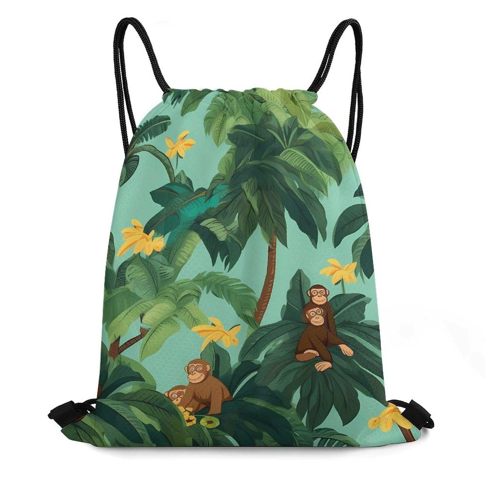 Monkey Drawstring Backpack Durable Sport Gym Bags Daypack for Men Women 35 * 42cm