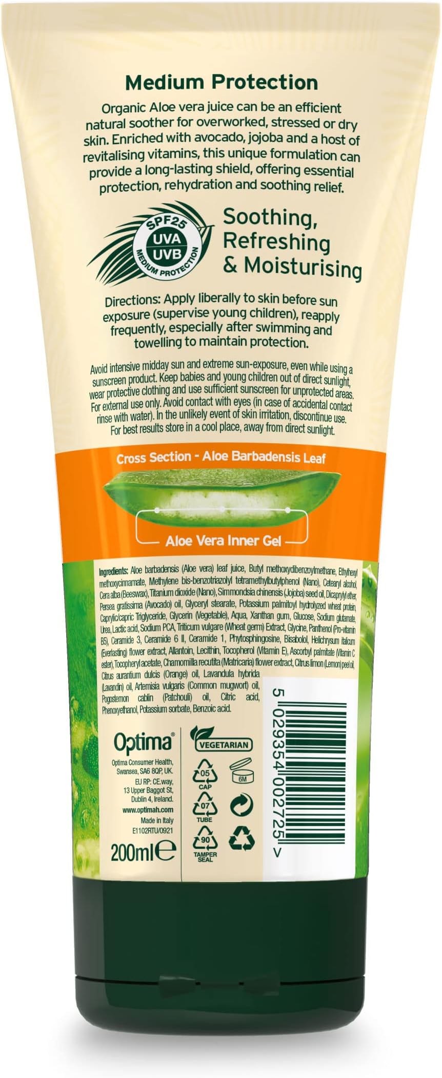 Aloe Pura Organic Aloe Vera SPF25 Sun Lotion 200ml