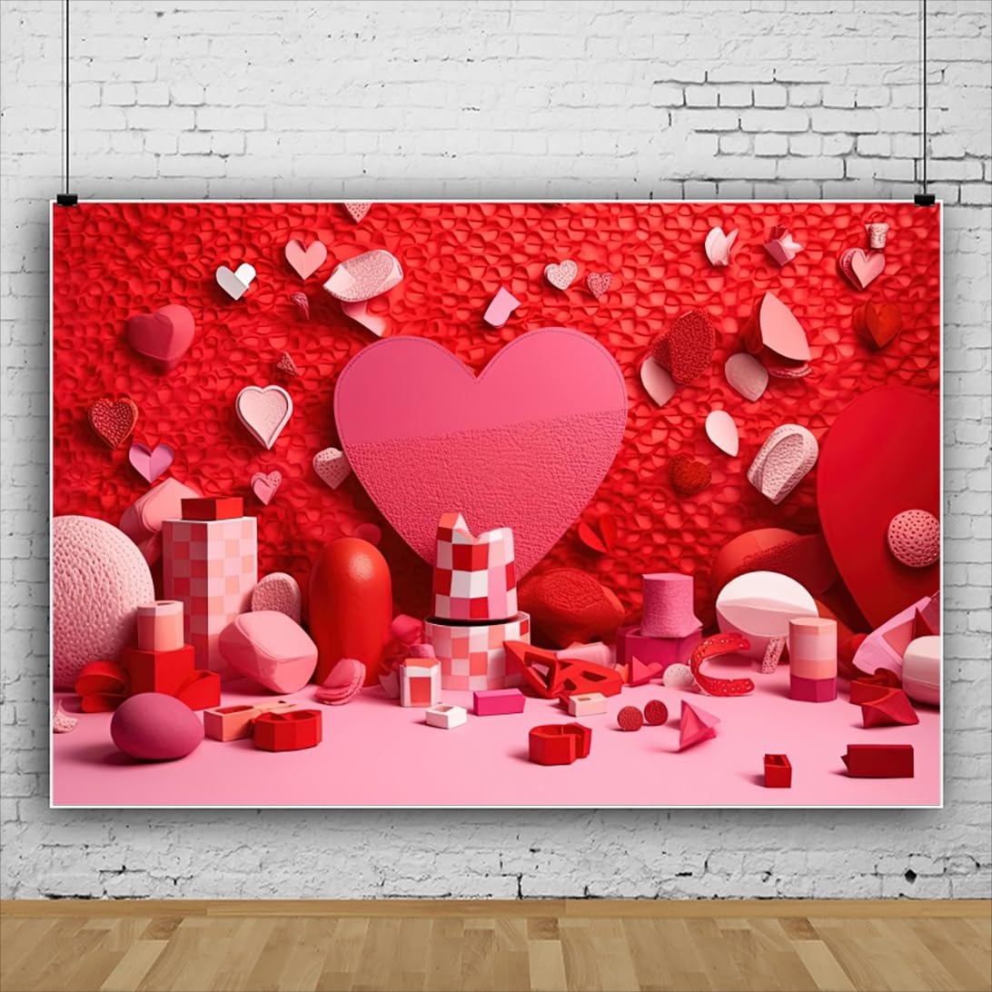 MIRRORANG 2,7x1,8m San Valentino Sfondo Cuore Romantico Petalo Parete Fotografia Sfondi Matrimonio Anniversario Festa di Compleanno Decorazione Banner Coppie Ritratti Artistici Photo Booth Puntelli