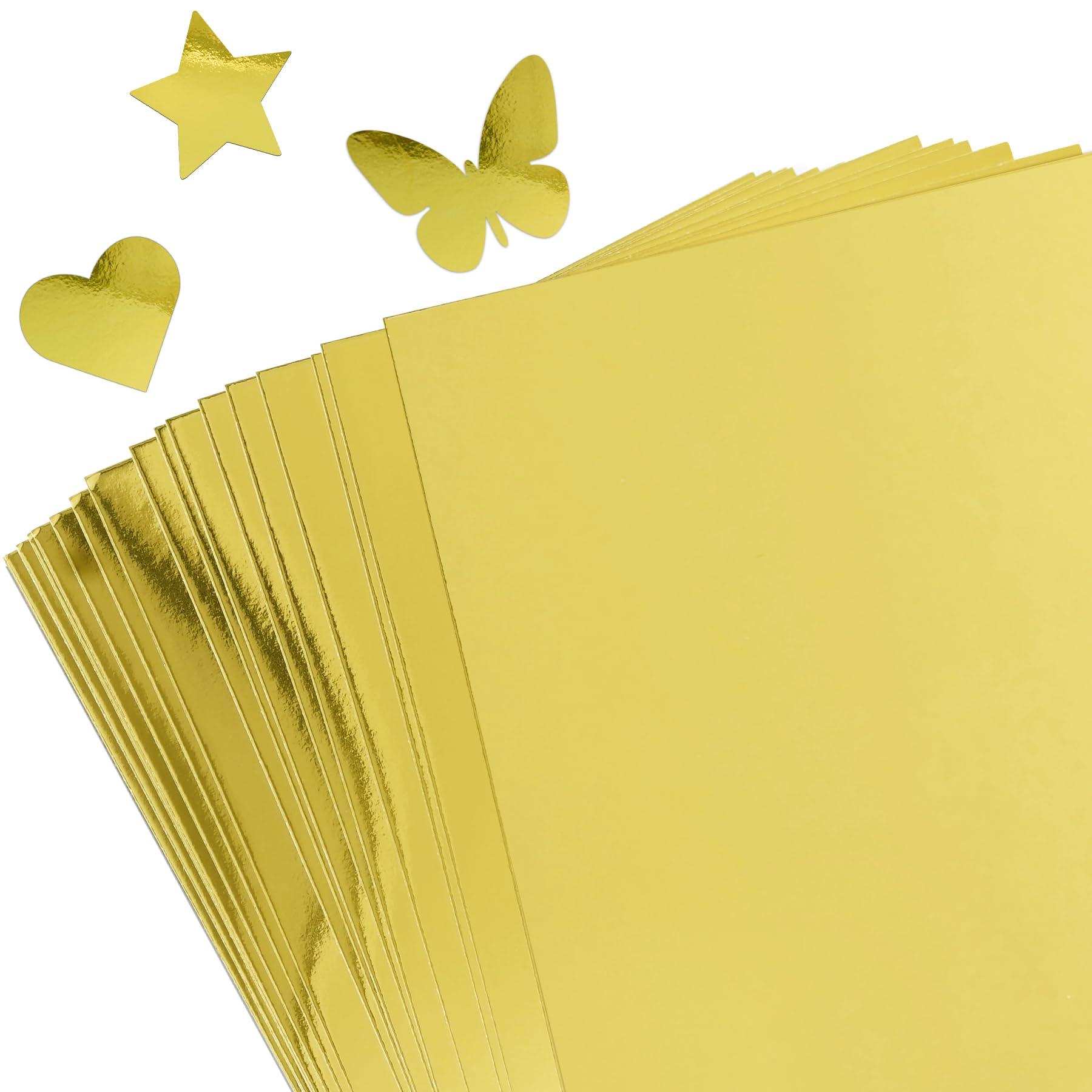 30 Sheets Metallic Gold Cardstock Paper - A4 Size (250gsm), Mirror Finish Gold Foil Board for Crafting, Invitations, and Decorations - Die Cut and