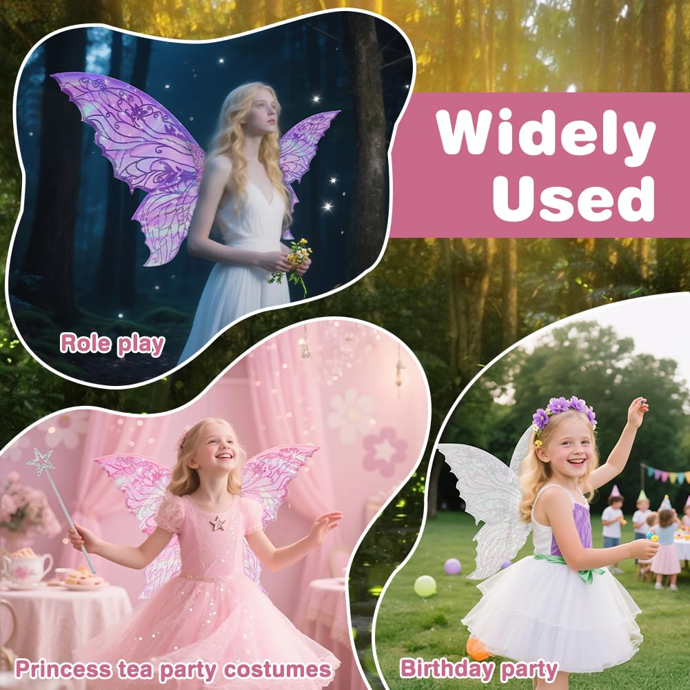 Déguisement Ange Féerique Déguisement Ailes De Fée Papillon Vert - Pour Filles Halloween Ou Anniversaire - Avec Diadème Et Baguette Ali Fata