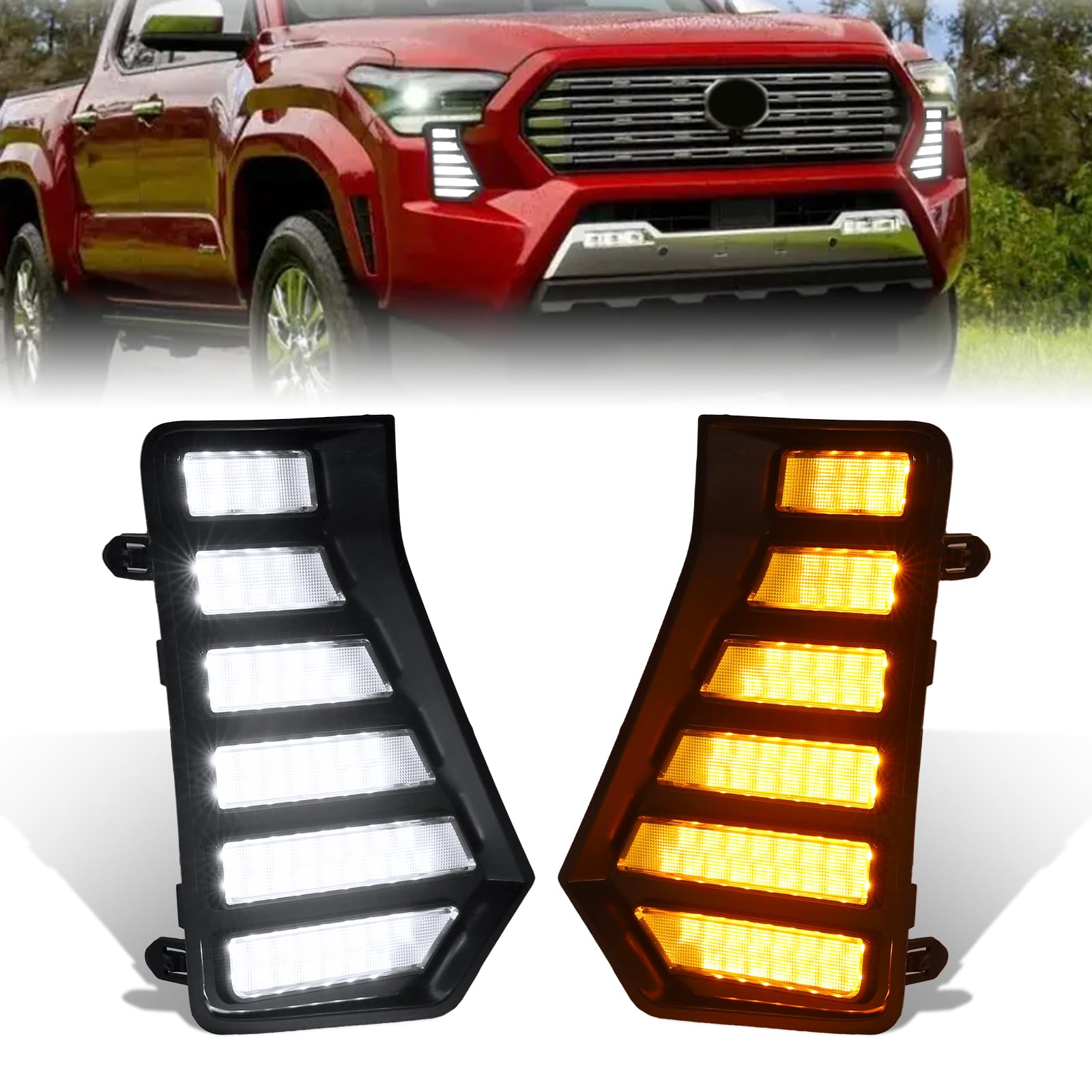 Photo 1 of LED Fog Lights Daytime Running Lights fit For Toyota Tacoma 2024 2025 Foglights Lamps Assembly Turn Signal Lights 2024 Tacoma(6line-Leds DRL)