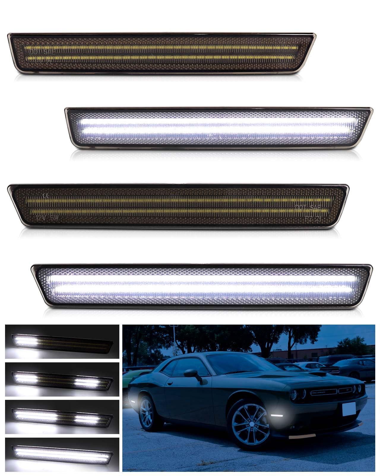 その他 CHALLENGER/LIGHTNING SIGNBOARD LED Amazon.com: FetonAuto White LED Side Marker Lights for Dodge