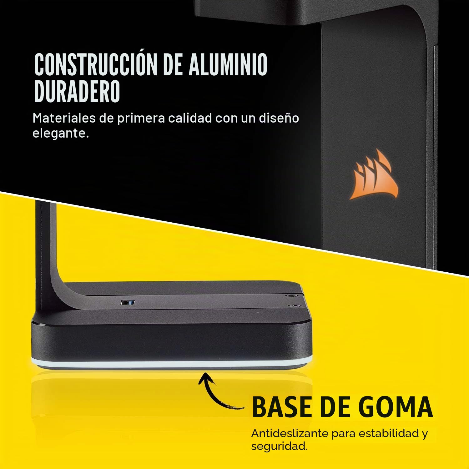 Corsair ST100 RGB Premium Interior Negro - Soporte (Auriculares, Interior, Negro, Respaldo)