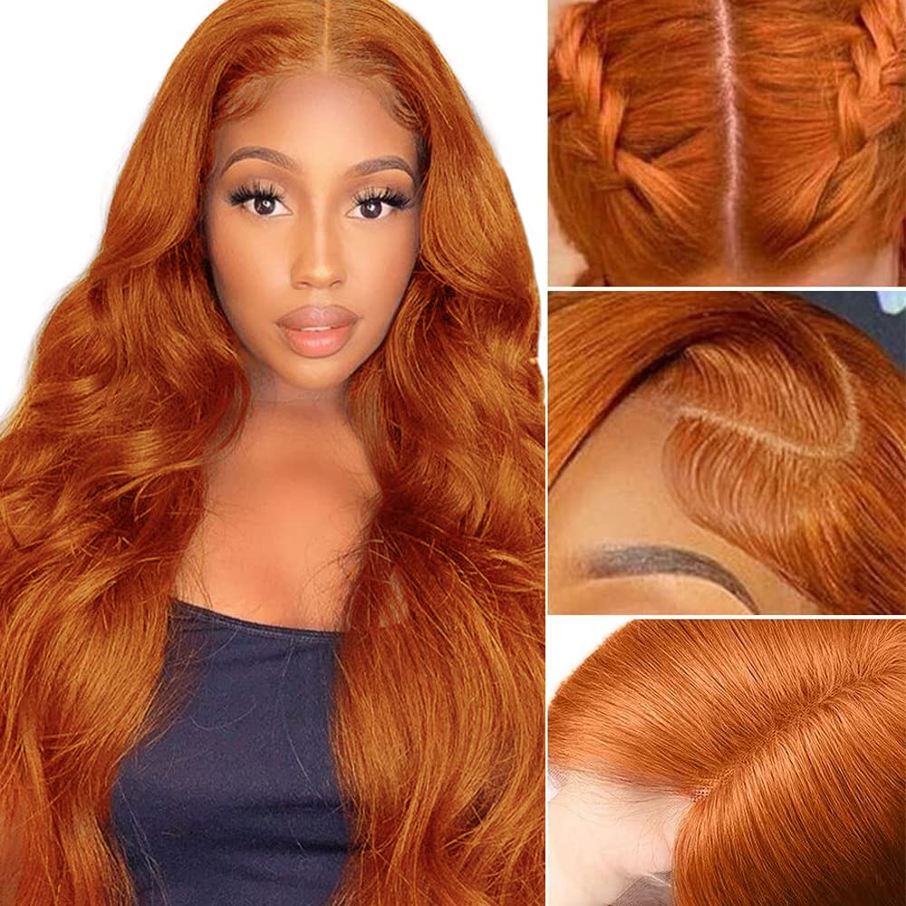 26 Inch Orange Ginger Body Wave Lace Front Wigs Human Desertcart