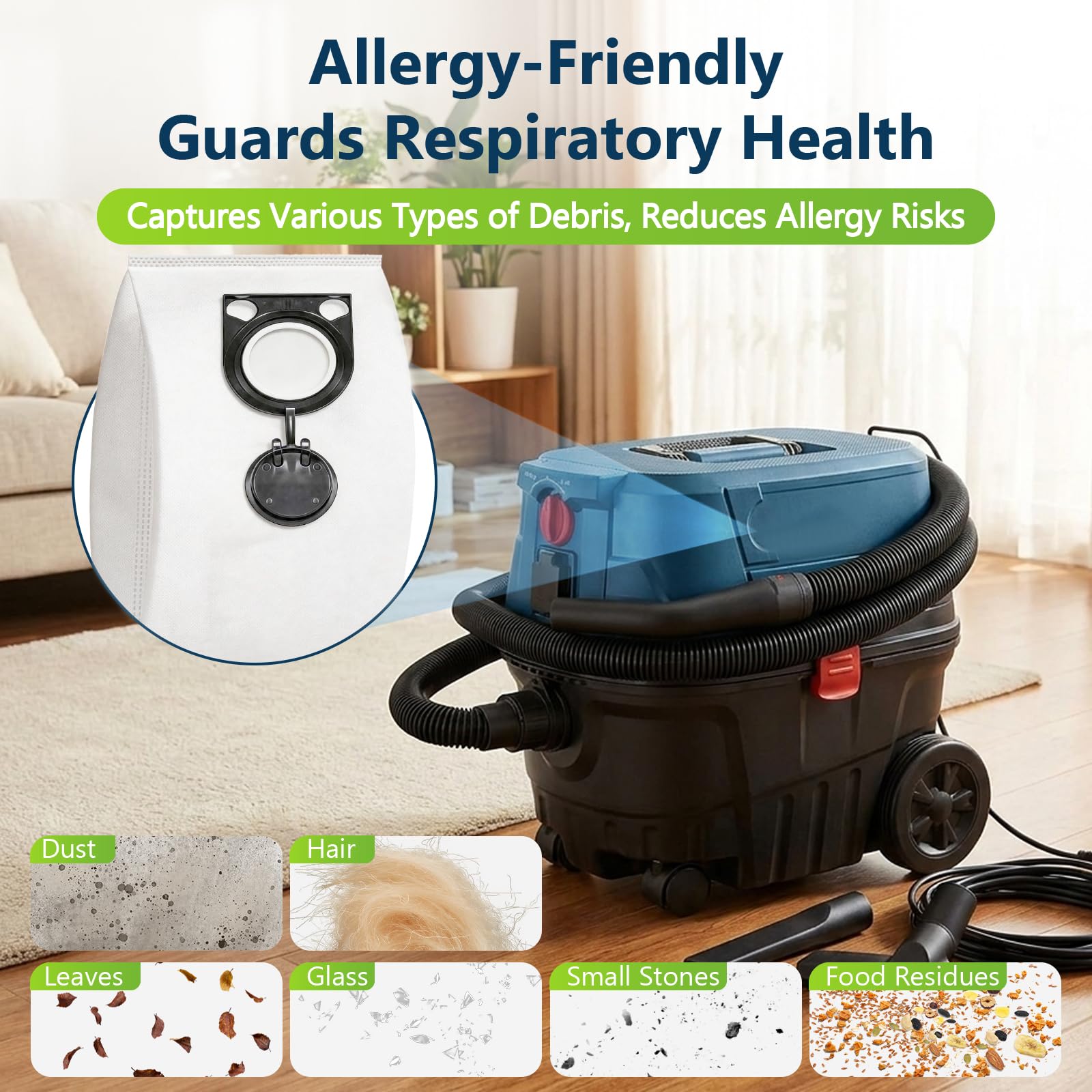 10 Bolsas Aspiradora Universal Compatible con Bosch GAS 25L SFC Aspiradora | Reemplazable Bolsa Aspiradora,Ajuste Perfecto,Aspiradoras Accesorios