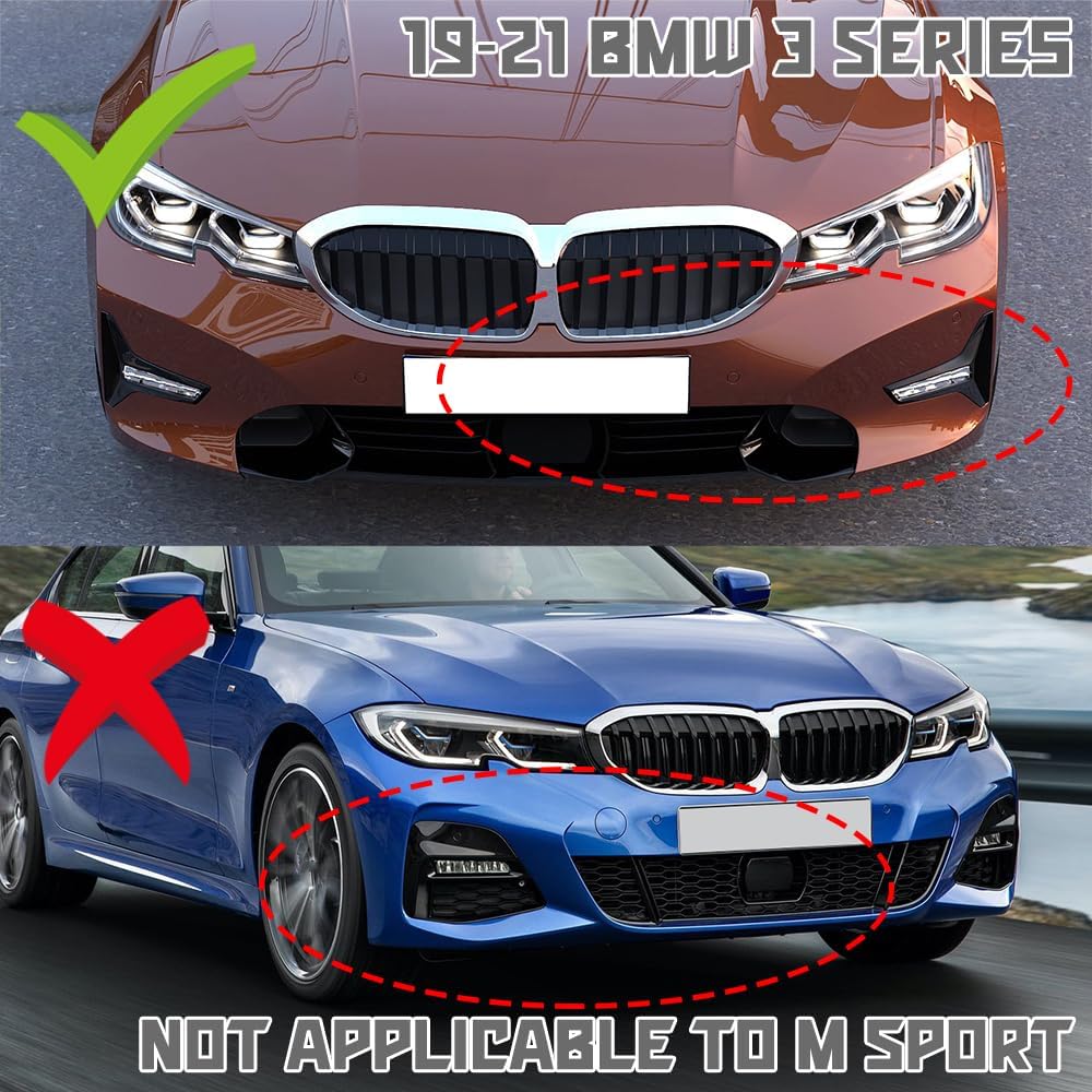 Q1-TECH, Front Bumper Lip fit for Compatible with 2019-2022 BMW G20 G21 3-Series 330e 320i Sport, Front Bumper Lip Spoiler Air Chin Body Kit Splitter Painted Glossy Carbon Fiber ABS