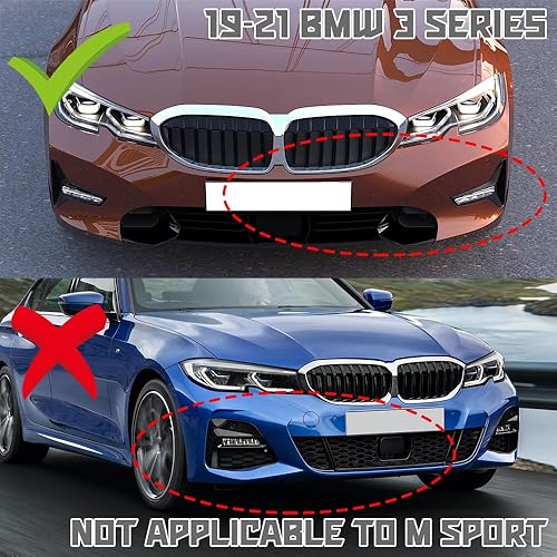 Miniatura 6 de Q1-TECH, borde de parachoques delantero compatible con BMW G20 G21 3-Series 330e 320i Sport 2019 2020 2021, alerón de parachoques delantero, kit de