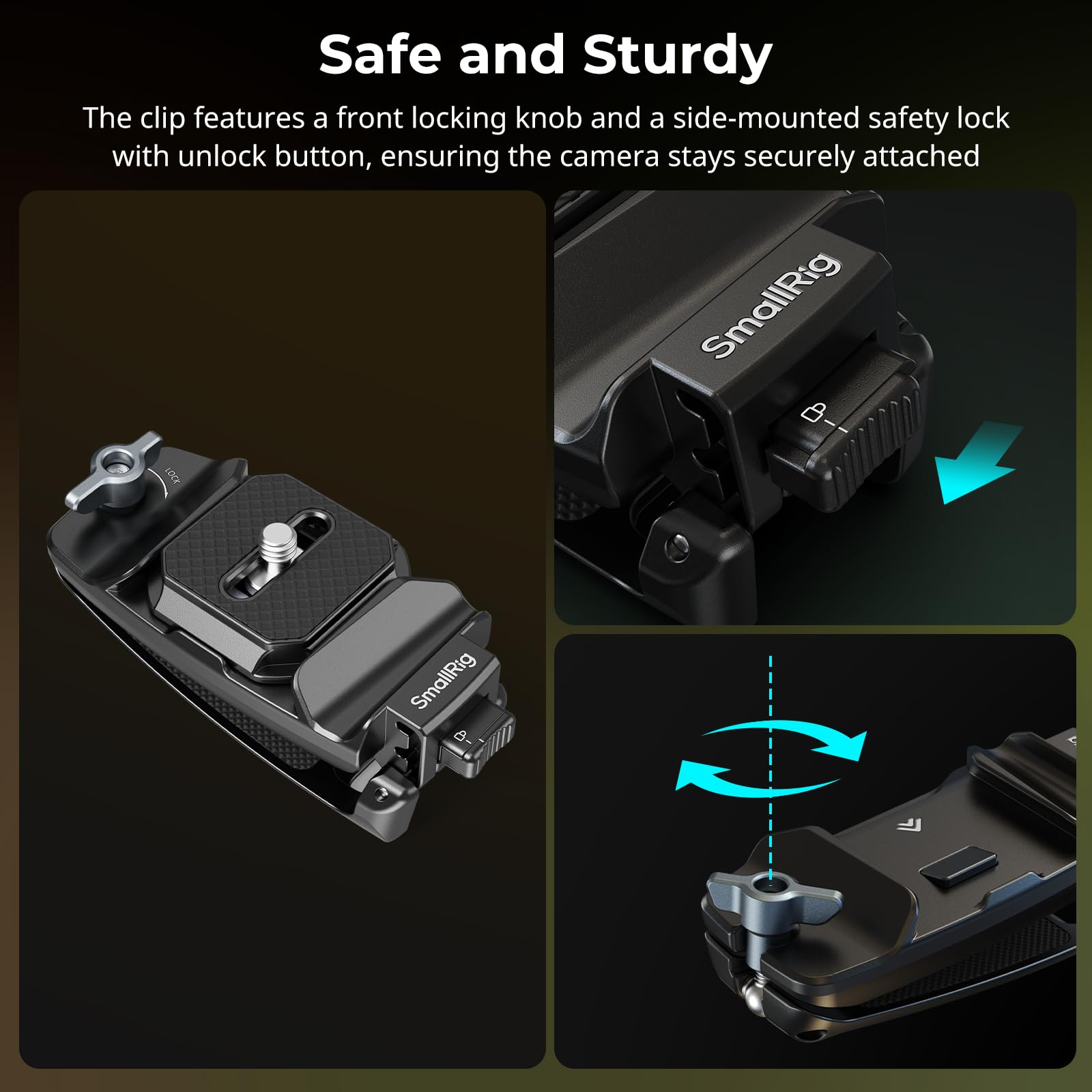 SMALLRIG Clip appareil photo avec plaque de libération rapide pour Sony Nikon Fujifilm pour appareil photo reflex numérique et appareil photo reflex numérique Arca-Swiss - 5053