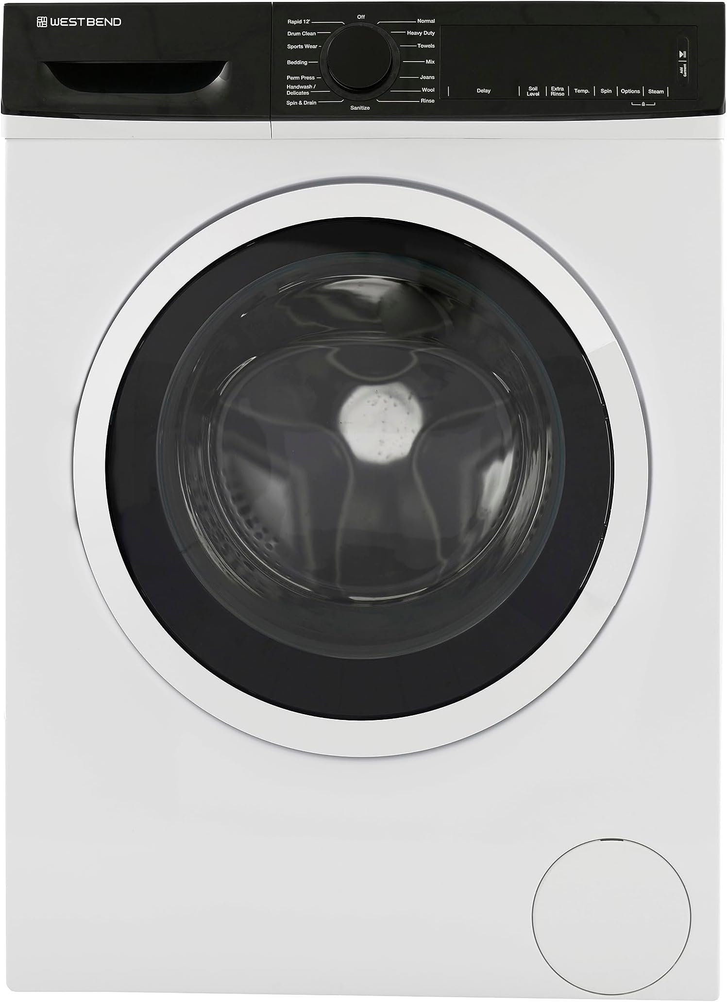 Washer Compact Front Load Washing Machine with 15 Wash Cycles, LED Display, See-Through Door, Stackable and Space-Saving Design, for Apartments, RVs, and Small Spaces, 2.2 Cu.Ft., White