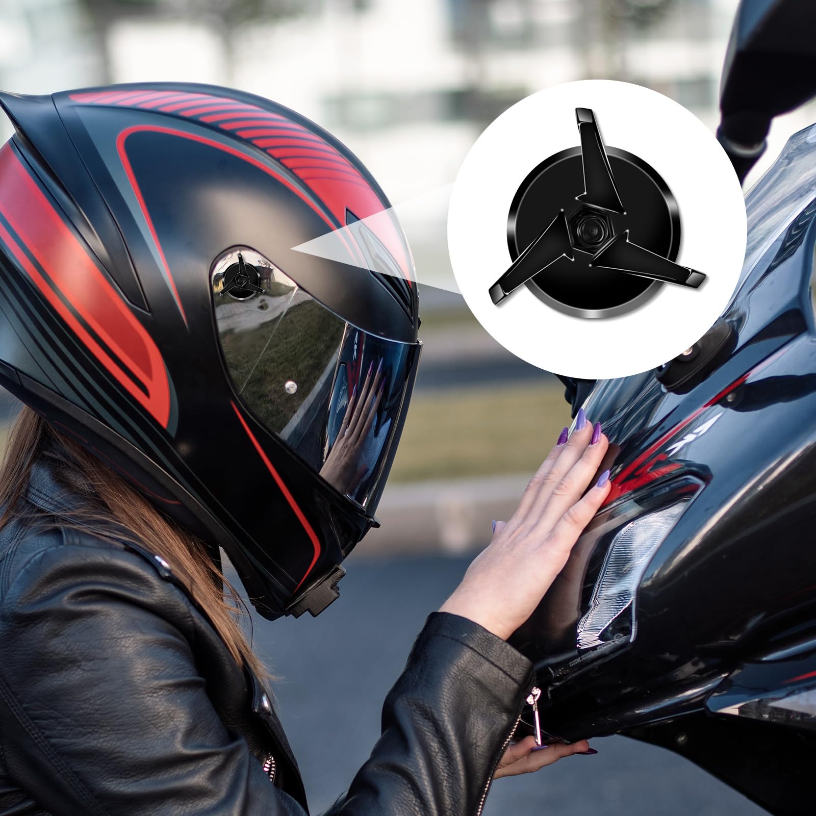 8szt Srub do Kasku Motocyklowego z 8szt Podkladek Silikonowych, Sruby do Wizjera Kasku Klipsy do Wizjera Akcesoria do Kasku Motocyklowego (Czarny, Srebrny)